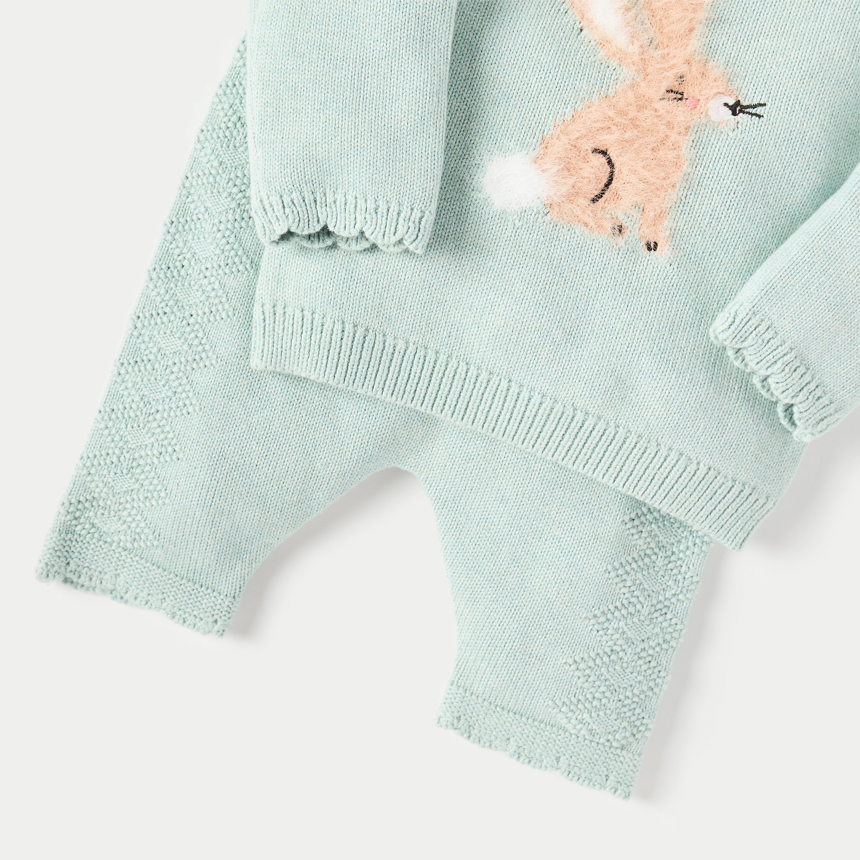Juniors Bunny Textured Long Sleeves Sweater and Elasticated Pyjama Set-baby-girls-clothing-nightwear-pyjamasets-image-6