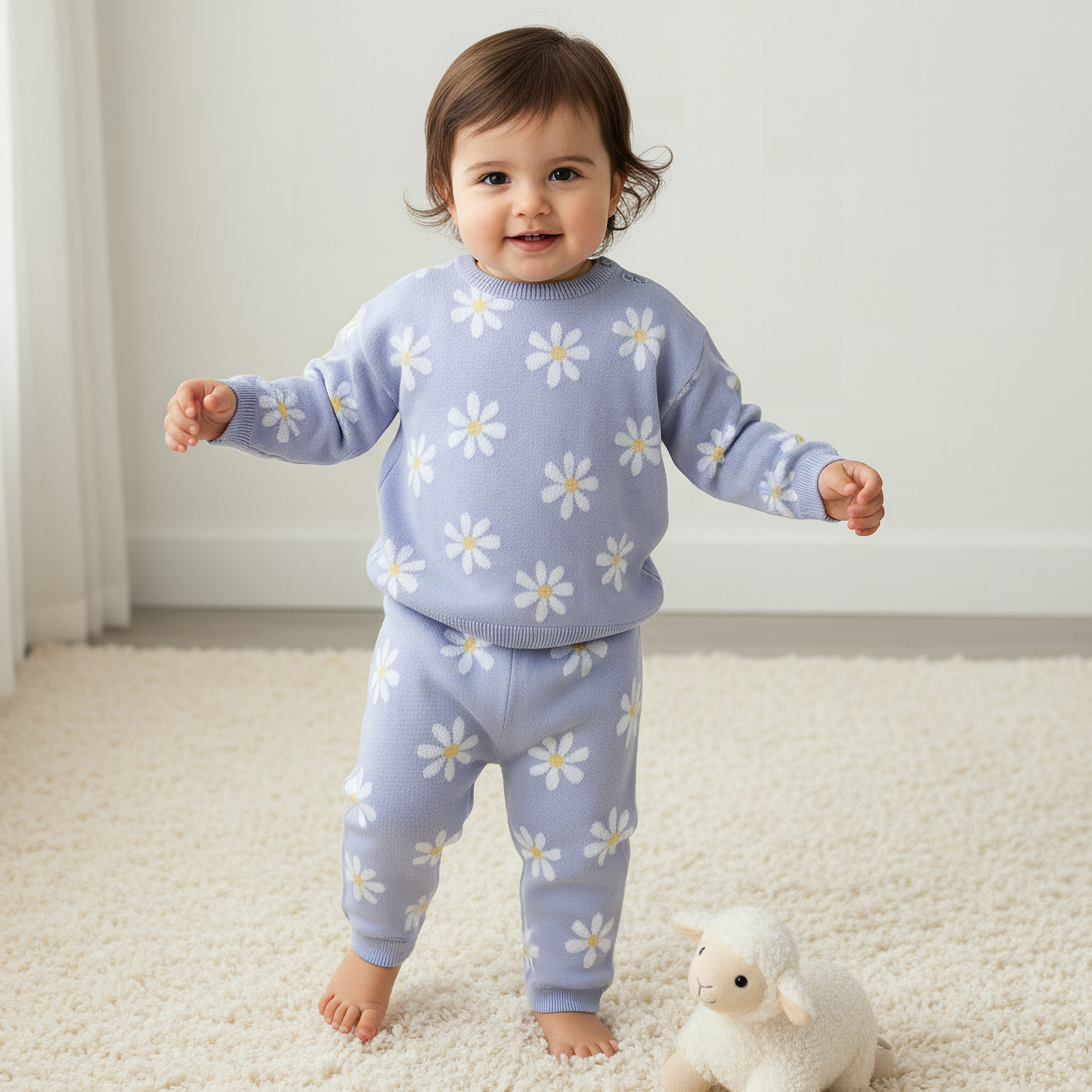 Juniors Floral Print Sweater and Pyjama Set-baby-girls-clothing-nightwear-pyjamasets-image-1