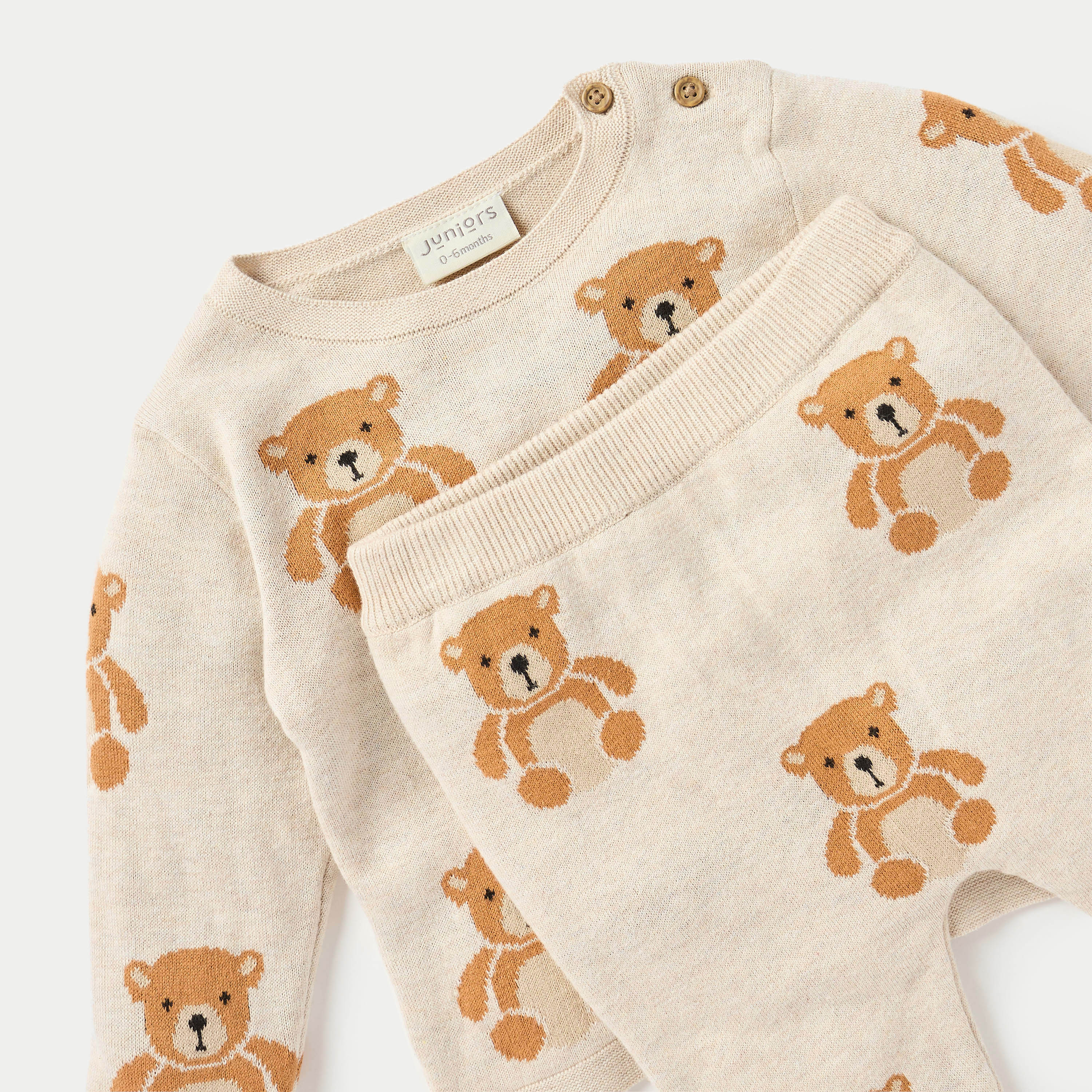 Juniors All-Over Bear Long Sleeves T-shirt and Elasticated Pyjama Set-baby-boys-clothing-winterwear-setsandcoords-image-4