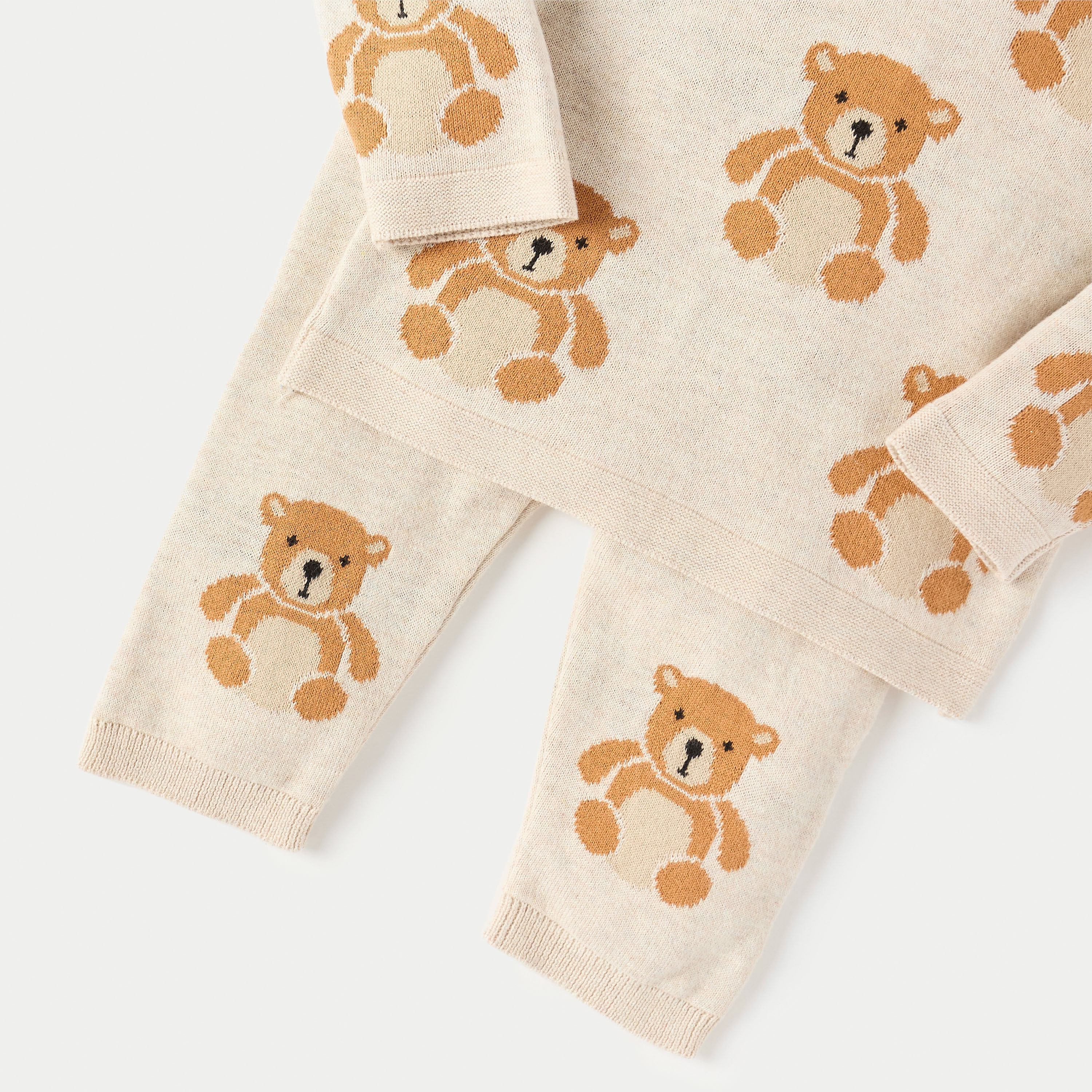 Juniors All-Over Bear Long Sleeves T-shirt and Elasticated Pyjama Set-baby-boys-clothing-winterwear-setsandcoords-image-5