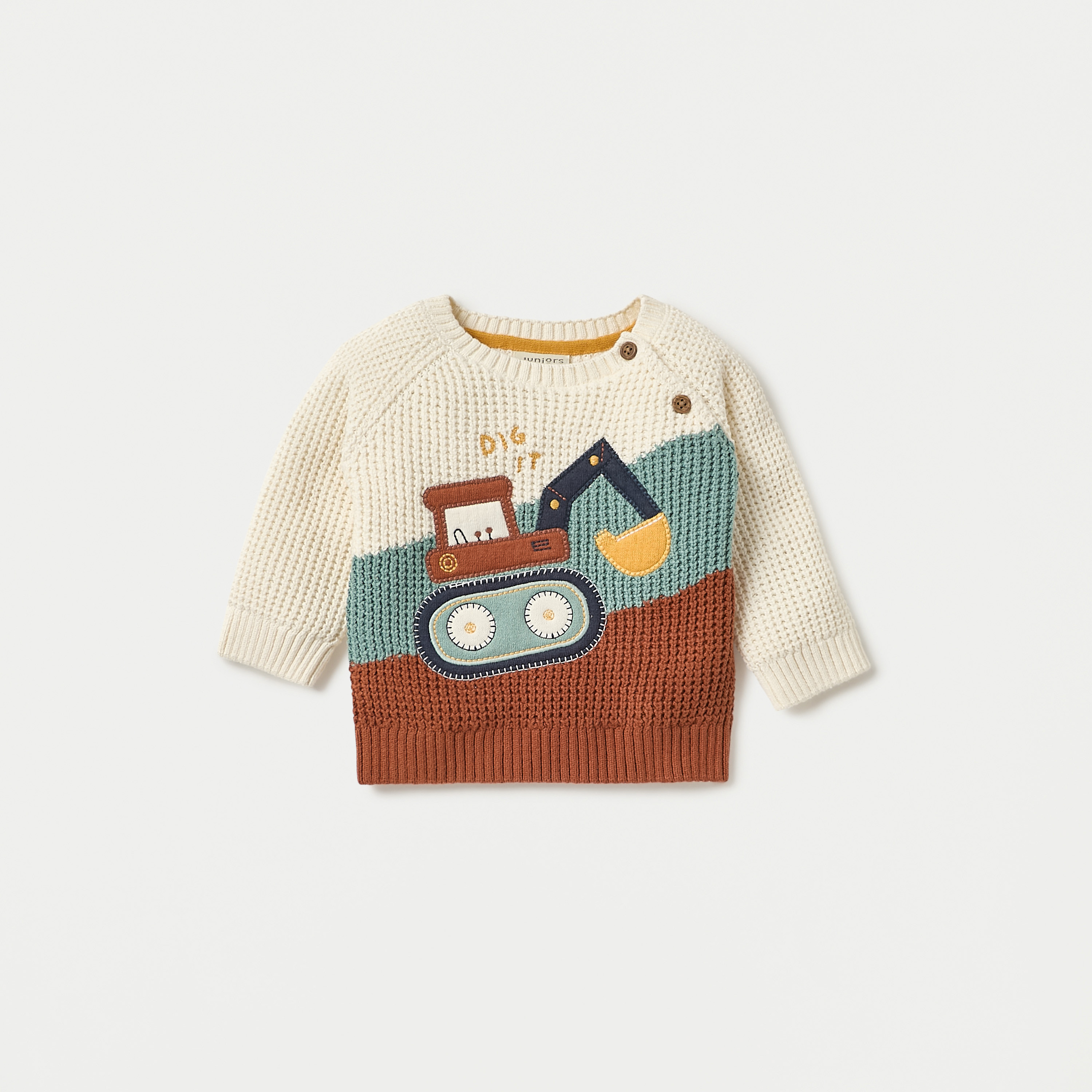 Juniors Construction Vehicle Embroidered Sweater and Pyjama Set-baby-boys-clothing-winterwear-setsandcoords-image-3