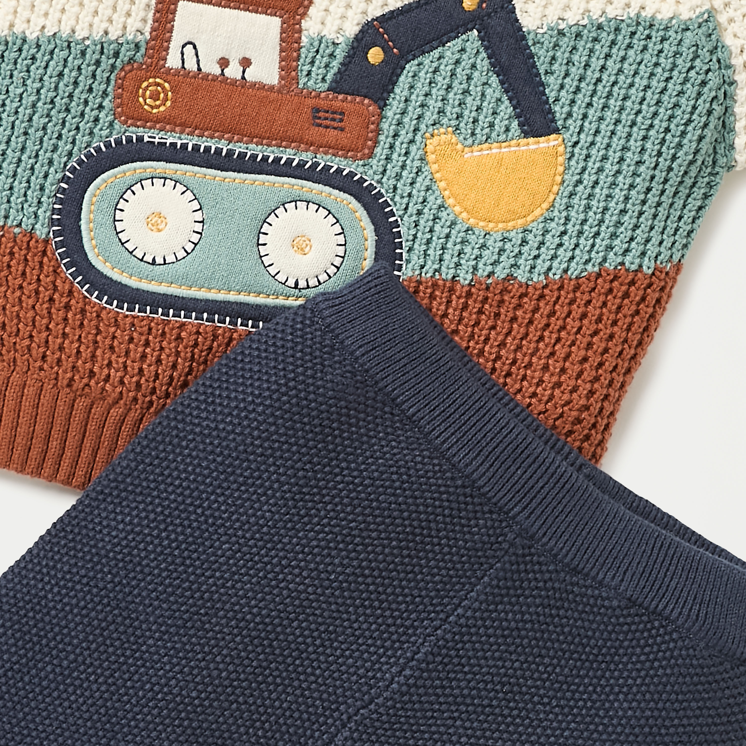 Juniors Construction Vehicle Embroidered Sweater and Pyjama Set-baby-boys-clothing-winterwear-setsandcoords-image-6