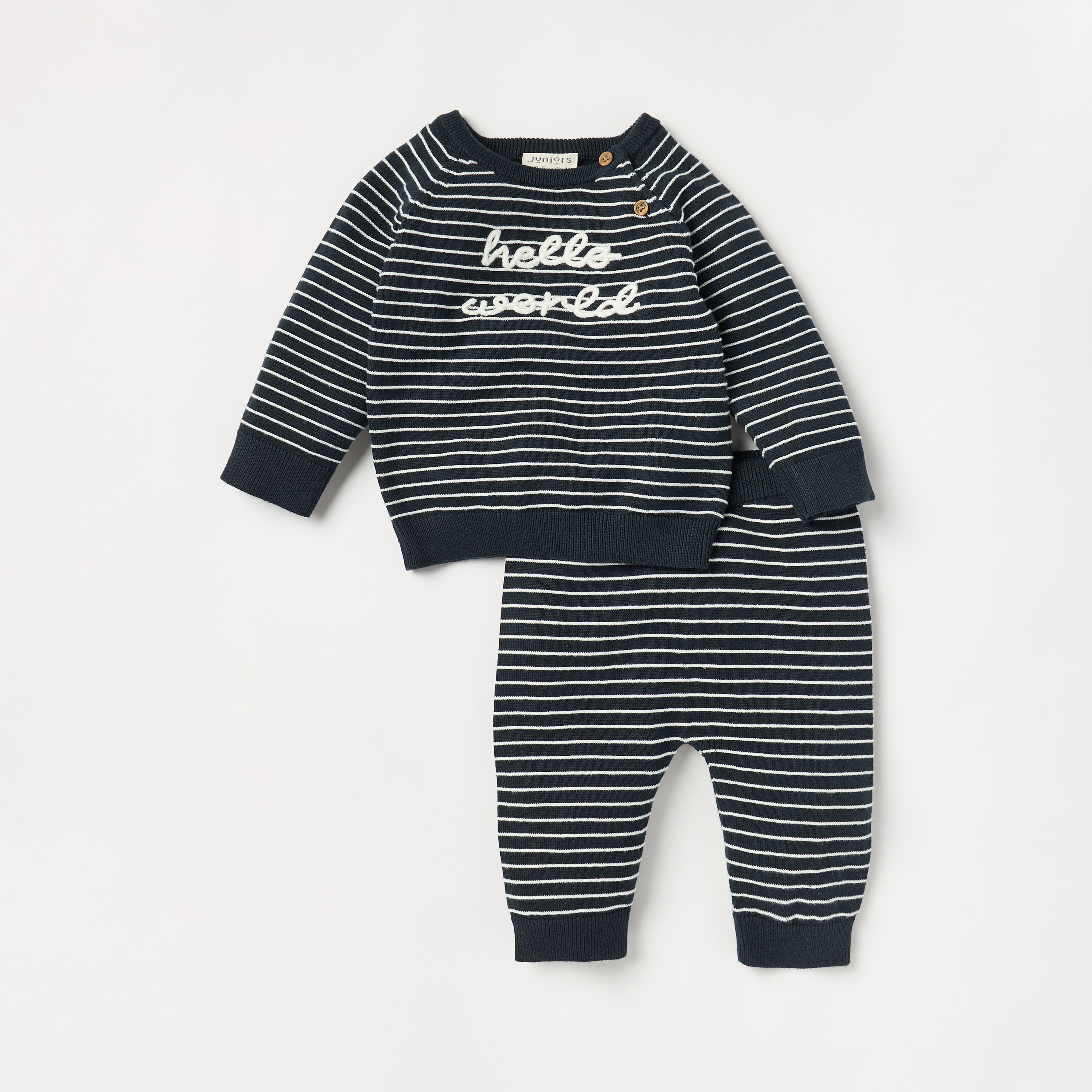 Juniors Striped Sweatshirt and Pyjama Set-baby-boys-clothing-winterwear-setsandcoords-image-1