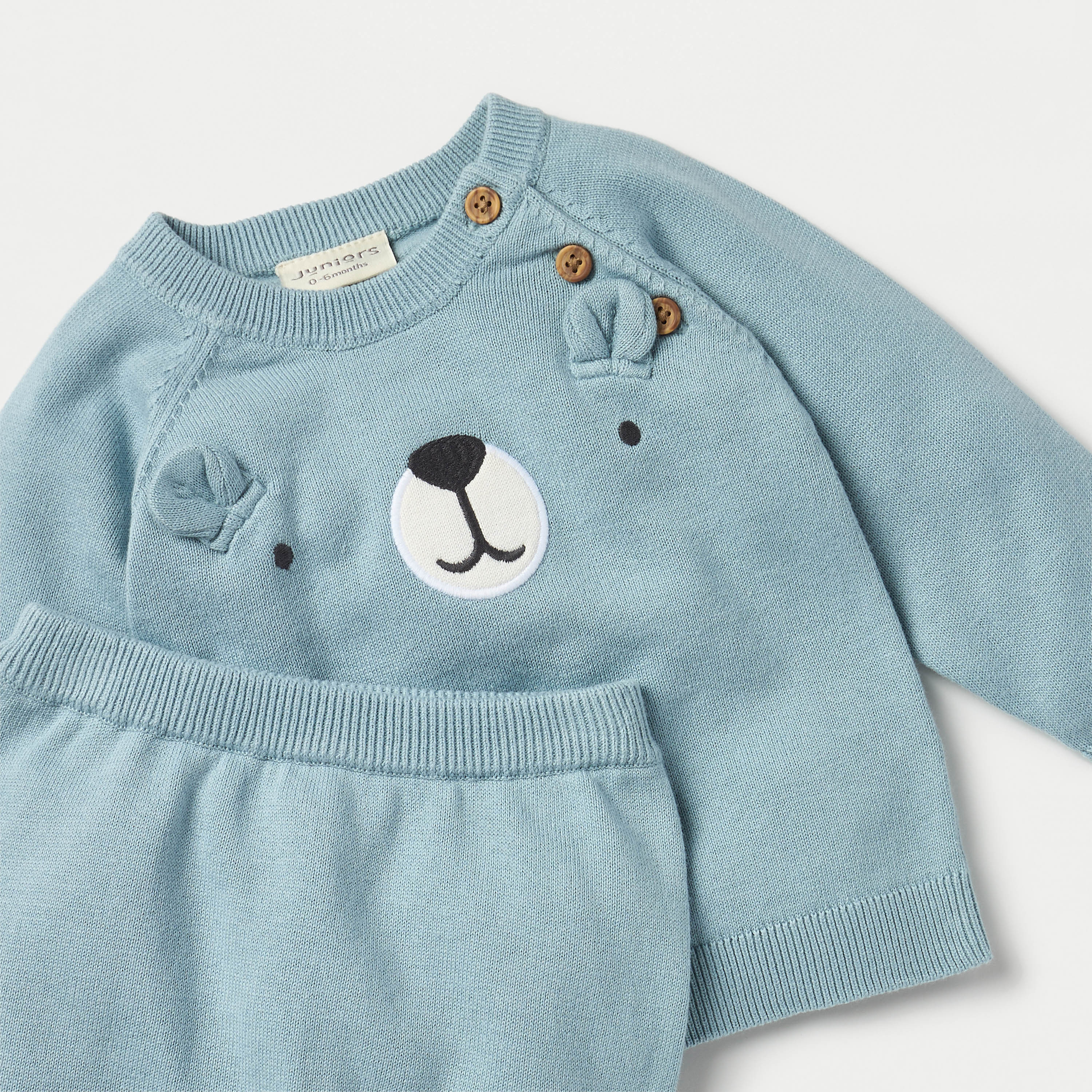 Juniors Animal Face Applique Long Sleeves T-shirt and Pyjama Set-baby-boys-clothing-winterwear-setsandcoords-image-4