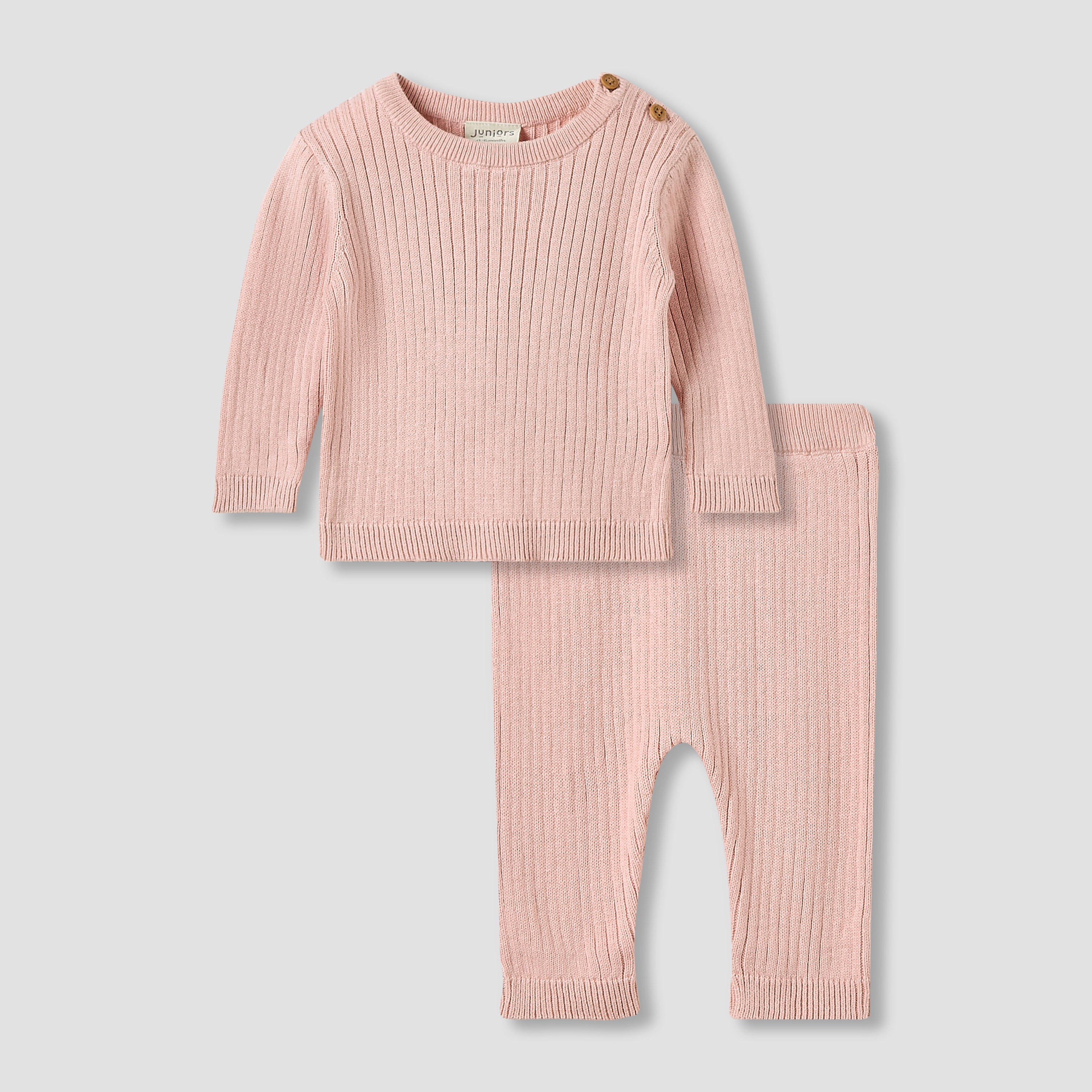 Juniors Pyjama Set with Ribbed Texture - Cotton - Long Sleeves-baby-girls-clothing-nightwear-pyjamasets-image-1