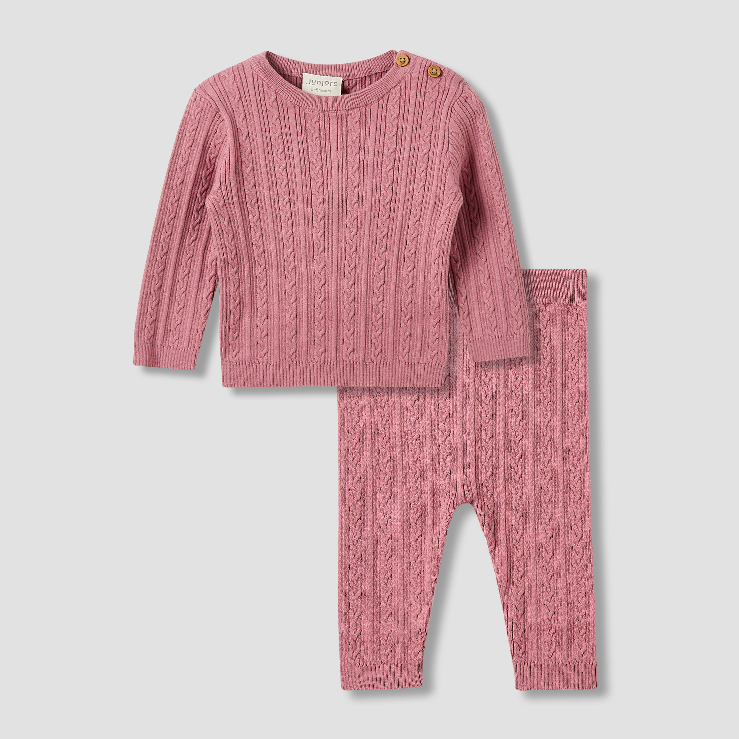 Juniors Pyjama Set with Knit Texture - Cotton - Long Sleeves-baby-girls-clothing-nightwear-pyjamasets-image-1