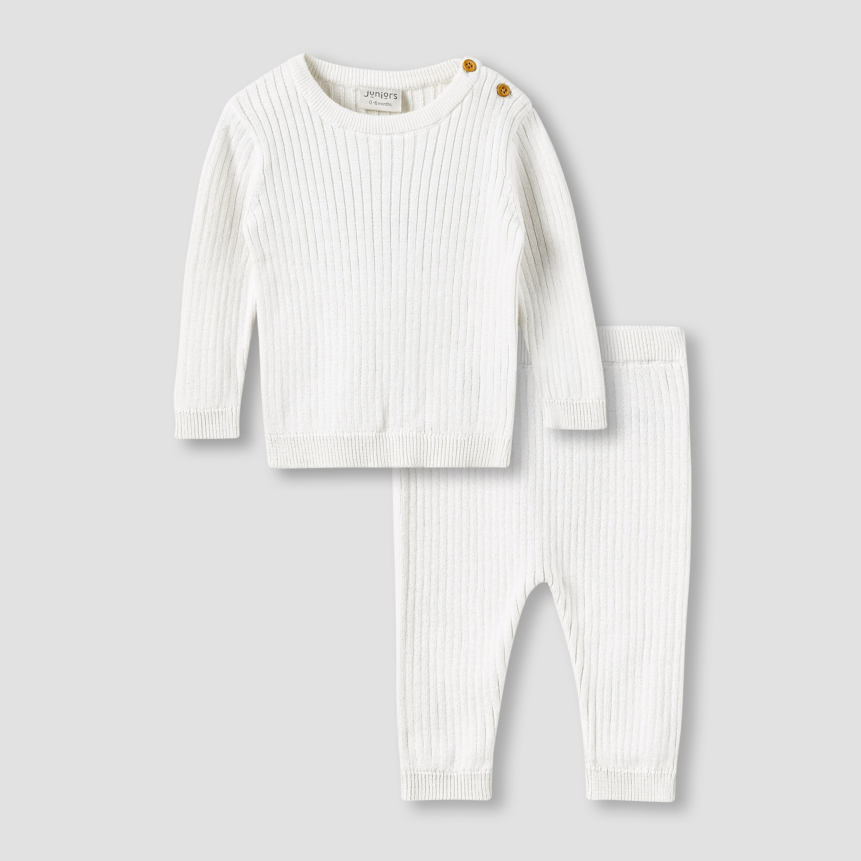 Juniors Pyjama Set with Ribbed Texture - Cotton - Long Sleeves-baby-boys-clothing-winterwear-setsandcoords-image-1