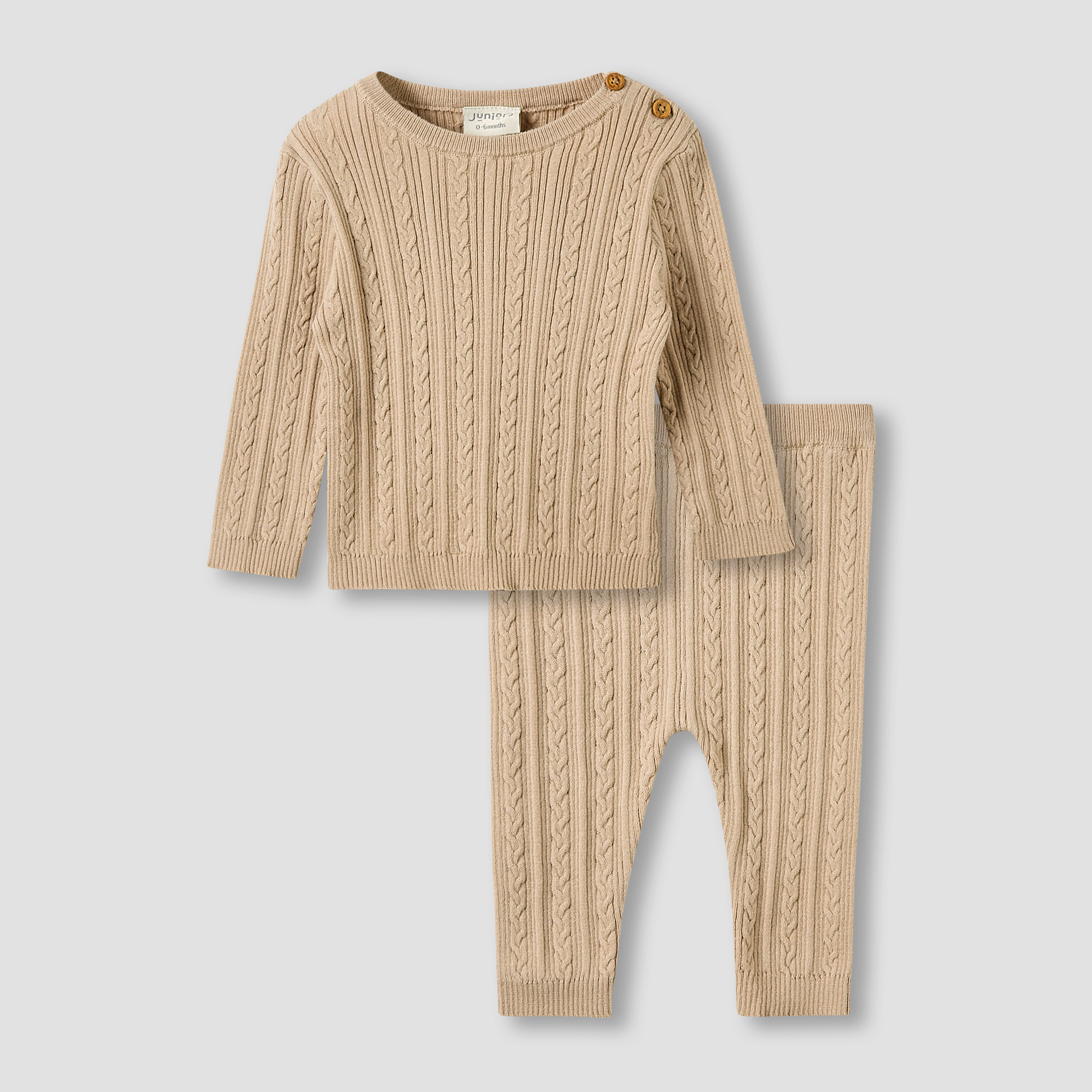 Juniors Pyjama Set with Knit Texture - Cotton - Long Sleeves-baby-boys-clothing-winterwear-setsandcoords-image-1