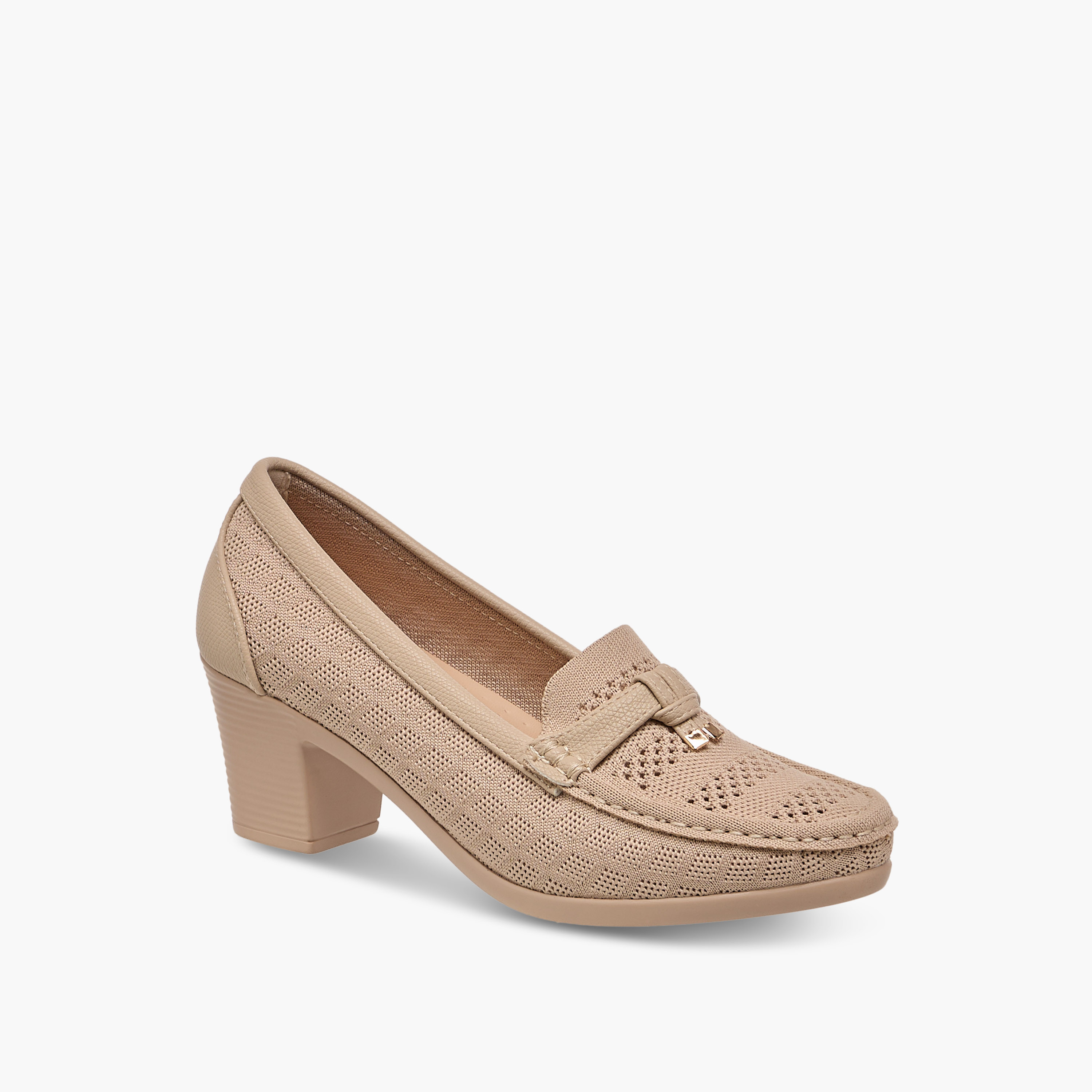 حذاء سهل الارتداء وبارز الملمس بكعب سميك من فلورا بيلا-women-shoes-heels-image-2