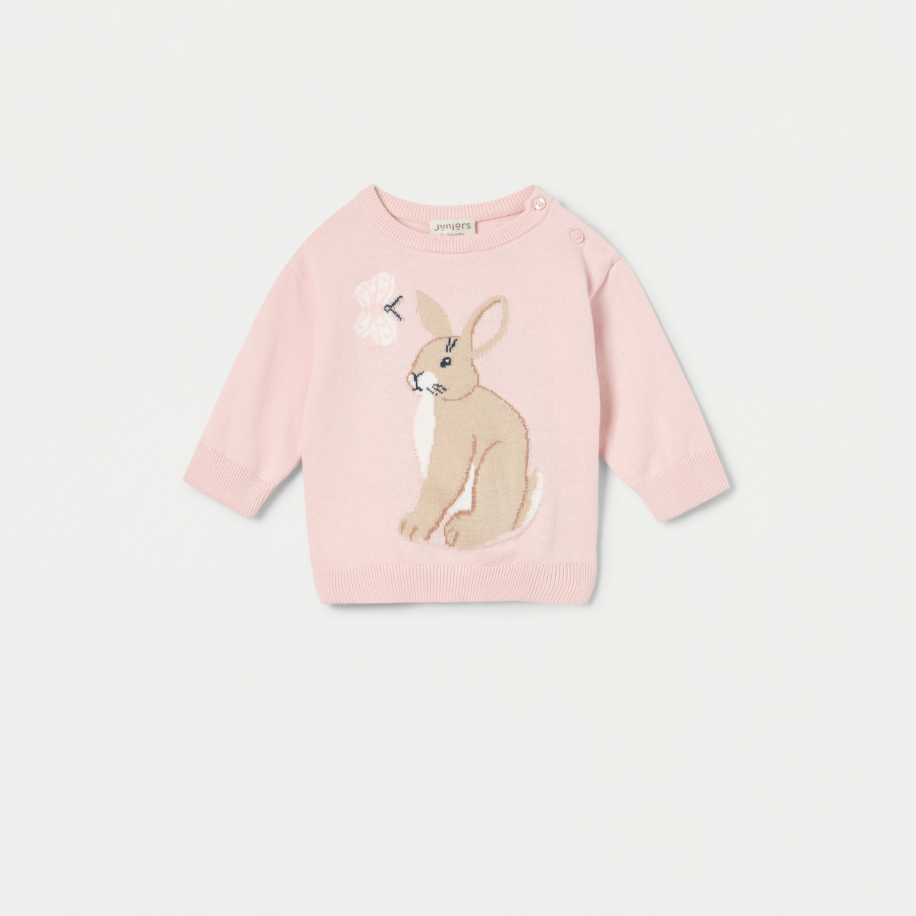 Juniors Bunny Detail Sweater with Long Sleeves-baby-girls-clothing-jumpersandcardigans-image-1