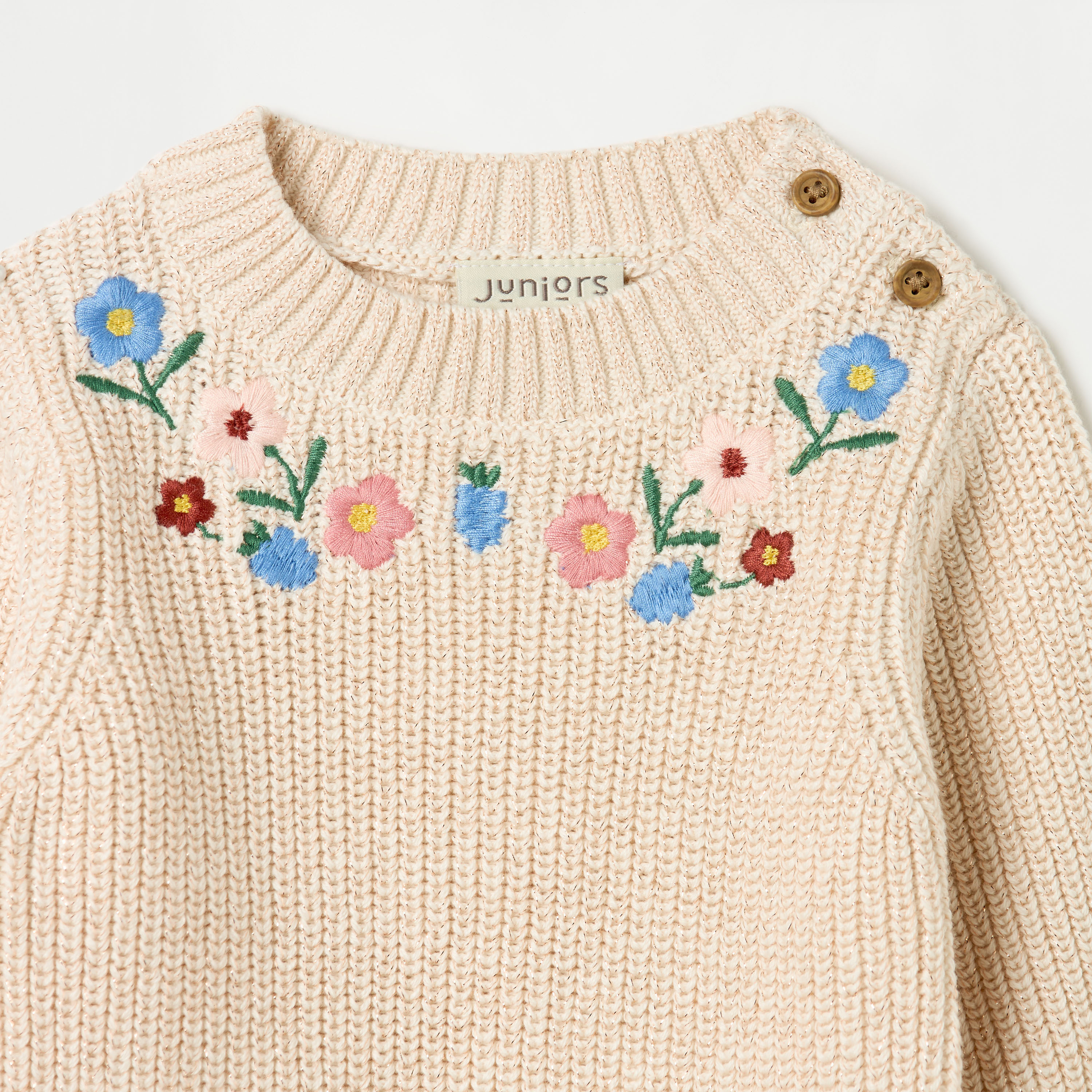 Juniors Floral Embroidered Sweater with Long Sleeves-baby-girls-clothing-jumpersandcardigans-image-4
