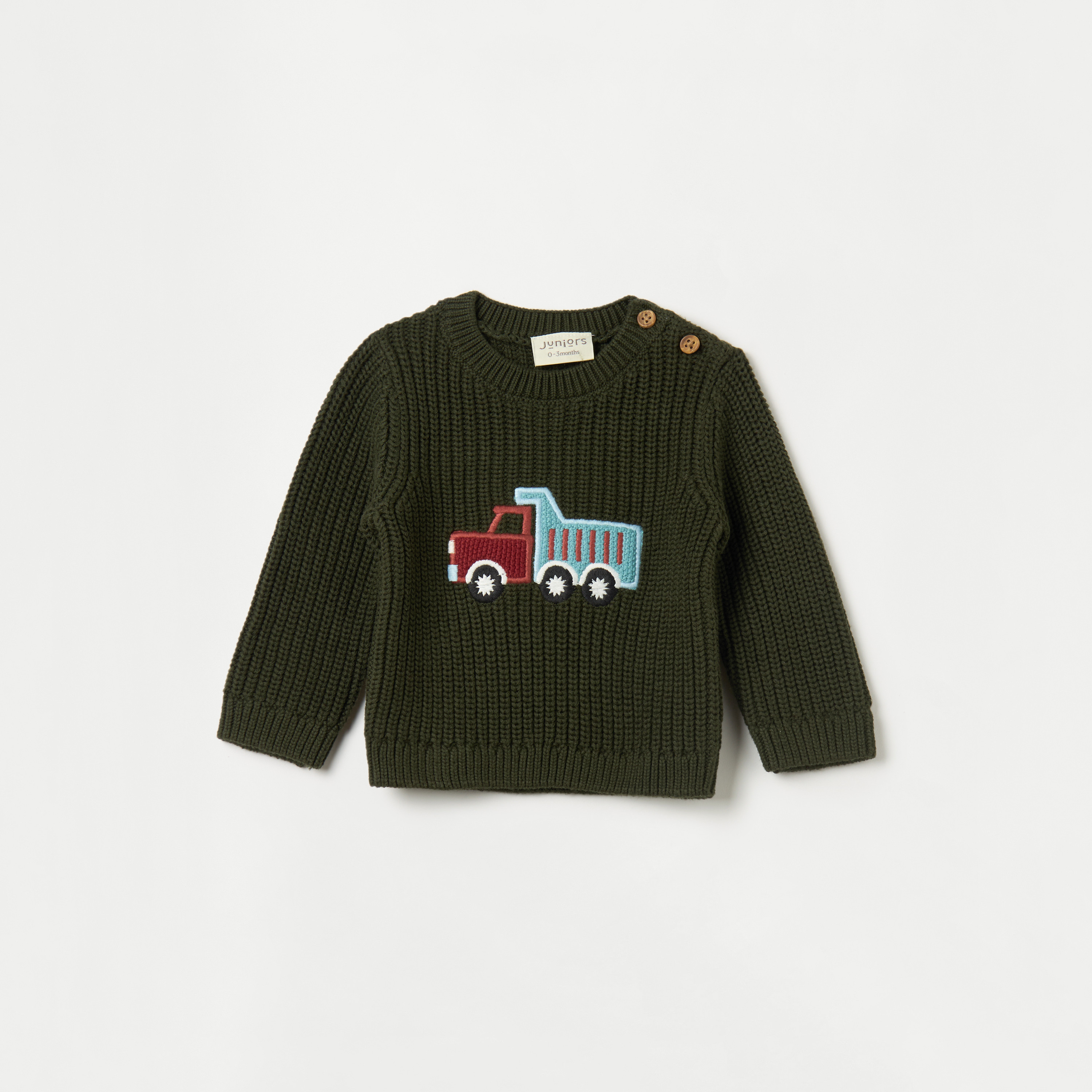 Juniors Truck Embroidered Sweater with Long Sleeves-baby-boys-clothing-jumpersandcardigans-image-1