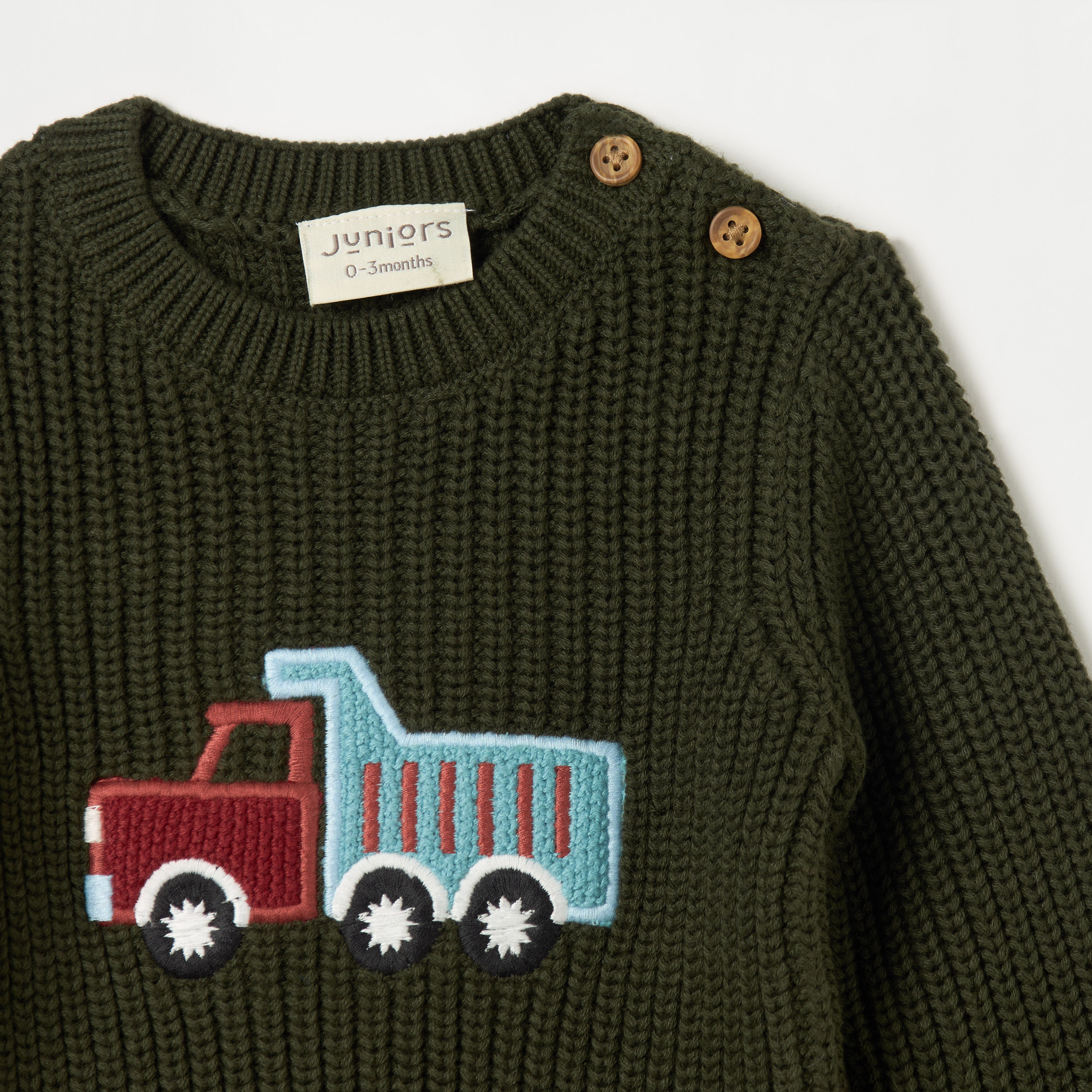Juniors Truck Embroidered Sweater with Long Sleeves-baby-boys-clothing-jumpersandcardigans-image-3