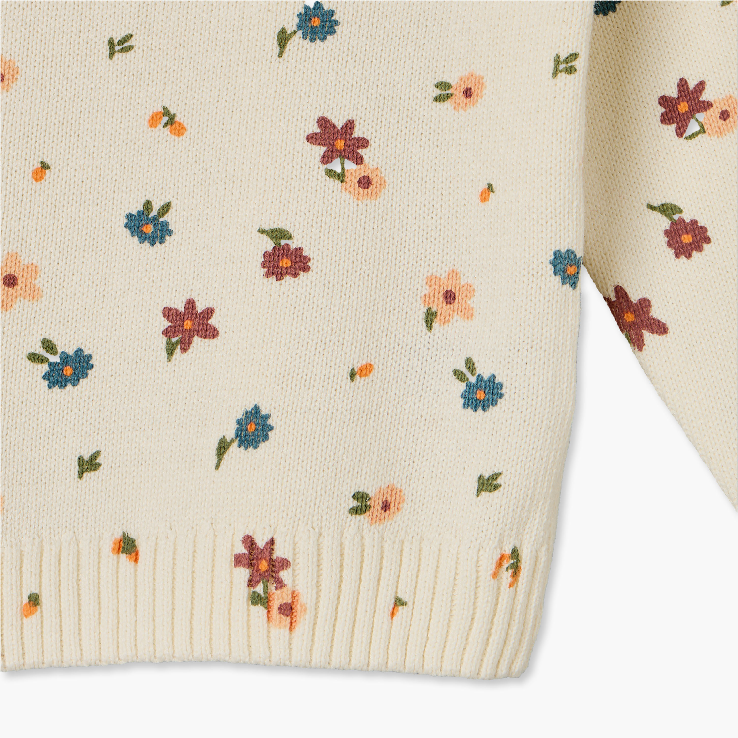 Juniors All-Over Floral Print Sweater with Crew Neck and Long Sleeves-baby-girls-clothing-jumpersandcardigans-image-4