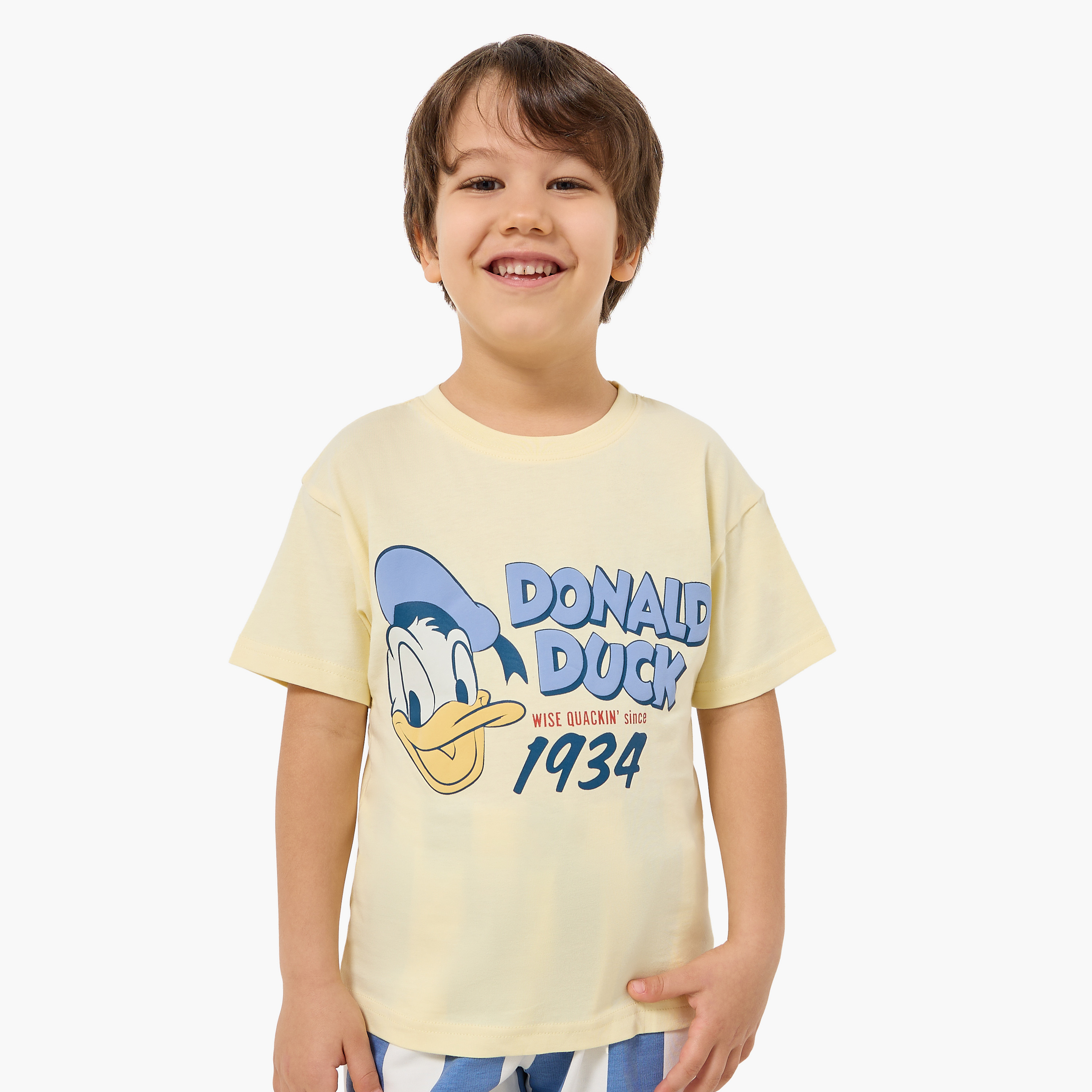 Disney Crew Neck Short Sleeves T-shirt and Shorts Set with Donald Duck Print-boys-clothing-setsandcoords-image-2