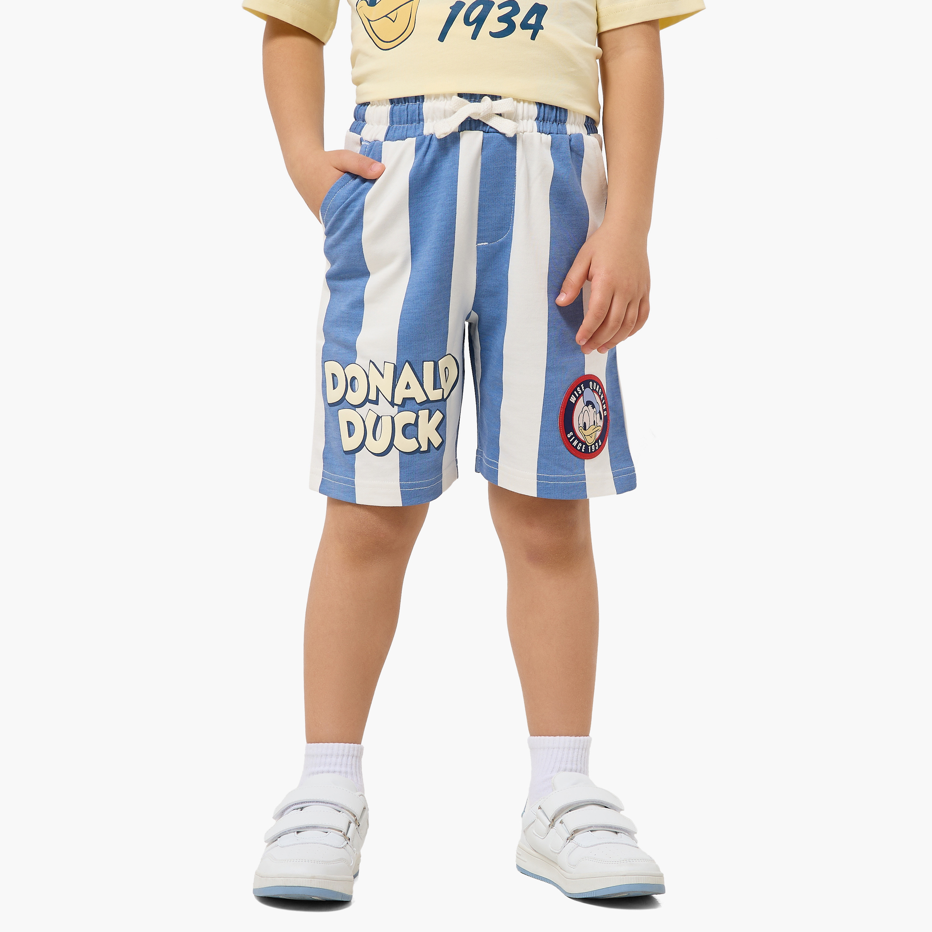 Disney Crew Neck Short Sleeves T-shirt and Shorts Set with Donald Duck Print-boys-clothing-setsandcoords-image-3
