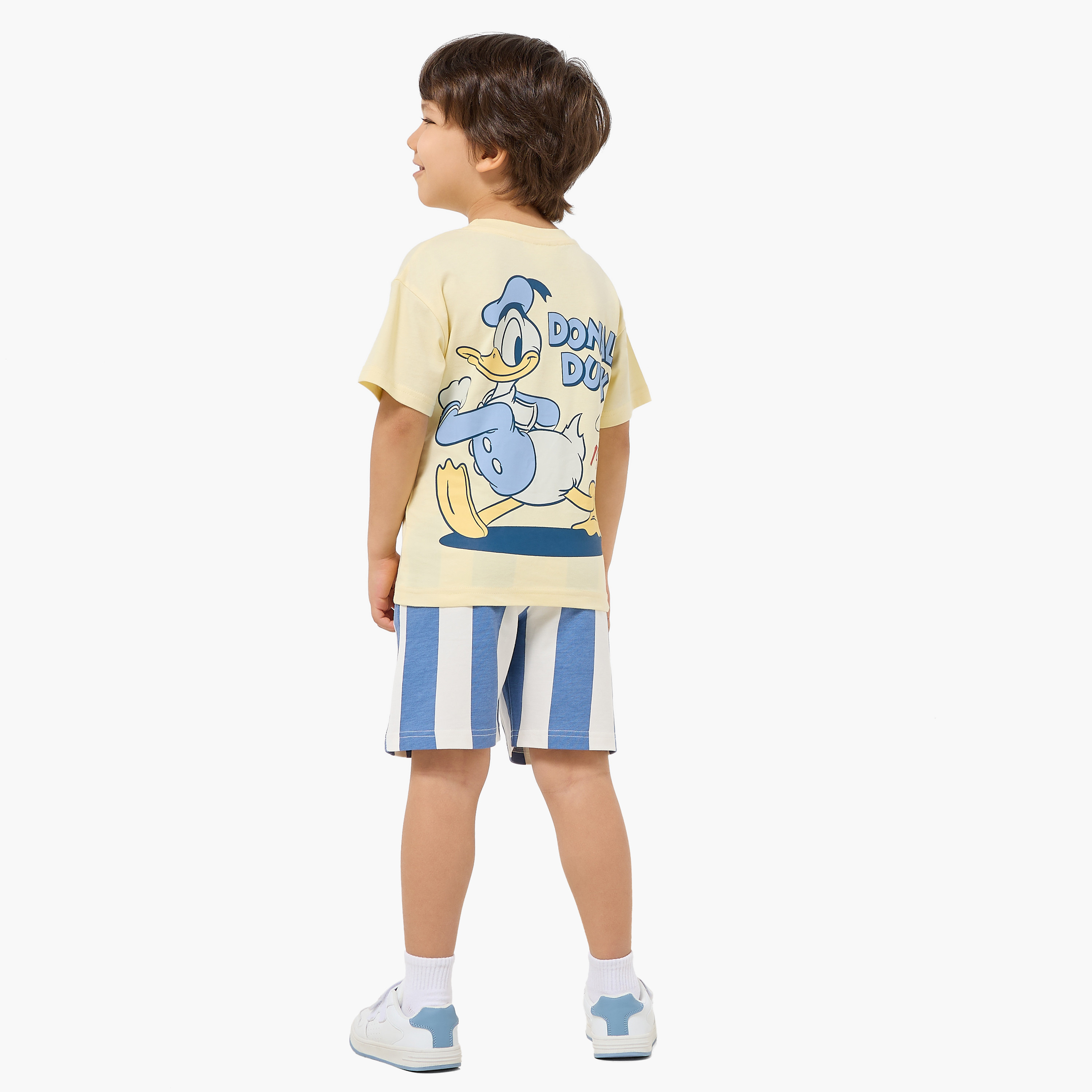 Disney Crew Neck Short Sleeves T-shirt and Shorts Set with Donald Duck Print-boys-clothing-setsandcoords-image-4