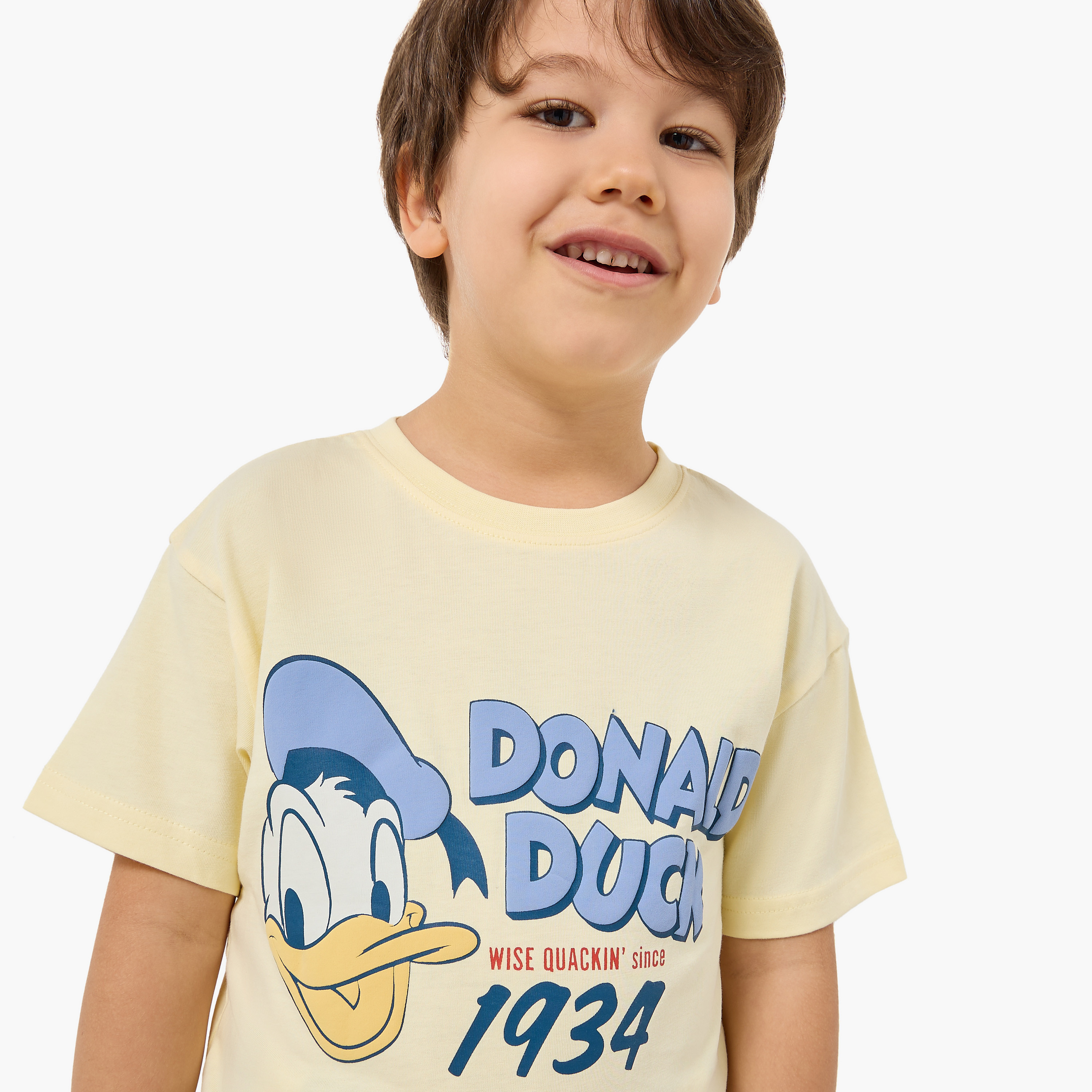 Disney Crew Neck Short Sleeves T-shirt and Shorts Set with Donald Duck Print-boys-clothing-setsandcoords-image-5