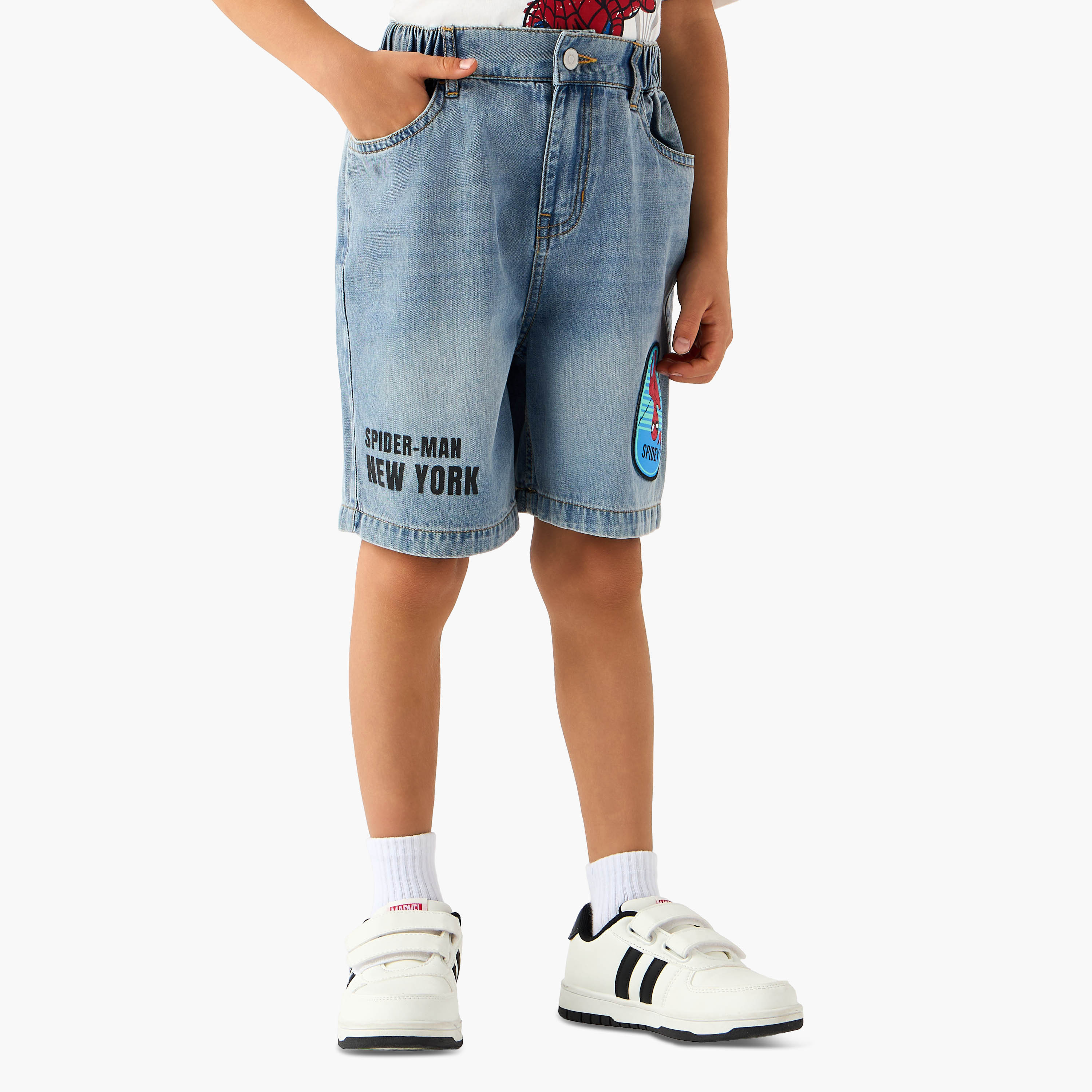 Denim Shorts with Spider-Man Applique-boys-clothing-bottoms-shorts-image-1