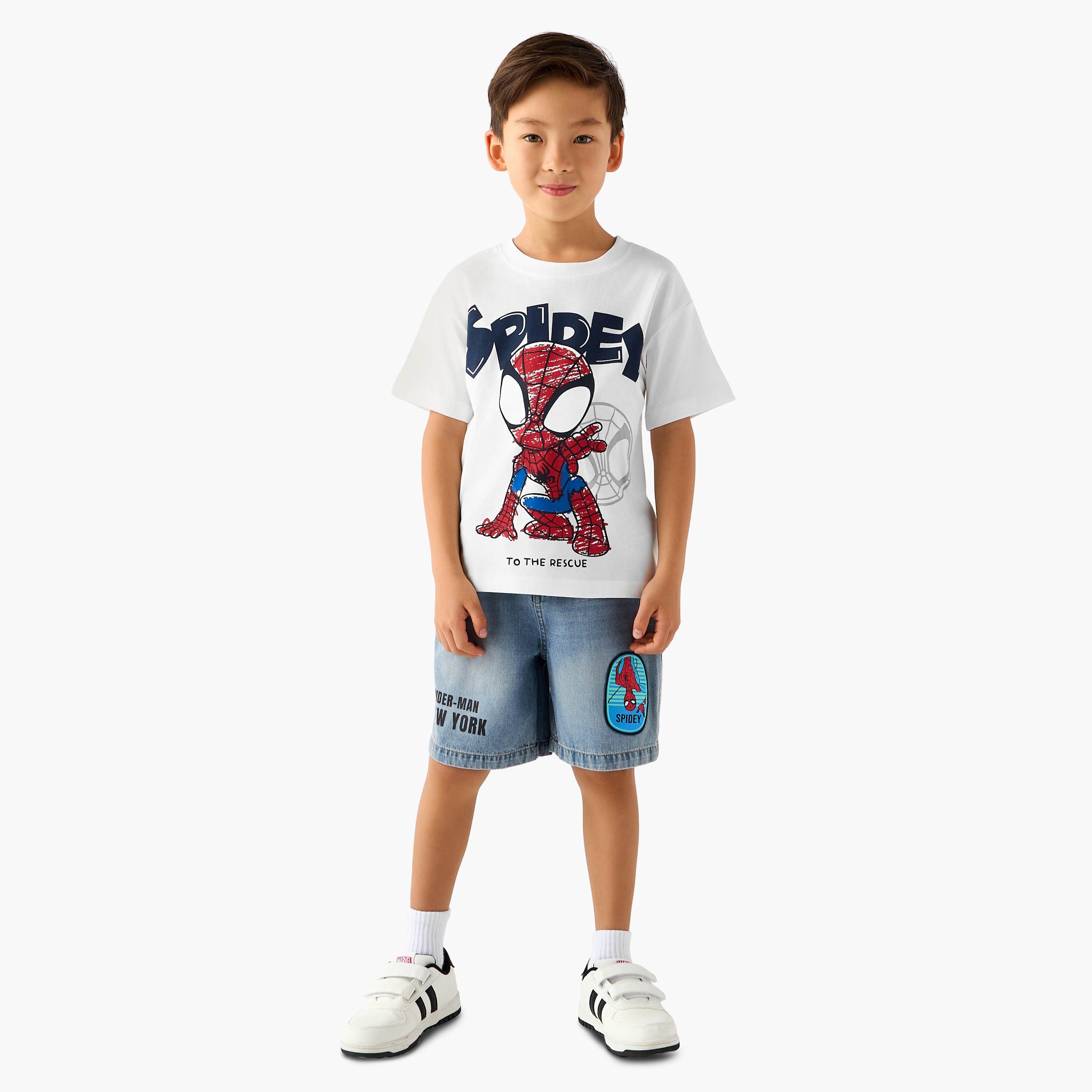 Denim Shorts with Spider-Man Applique-boys-clothing-bottoms-shorts-image-2