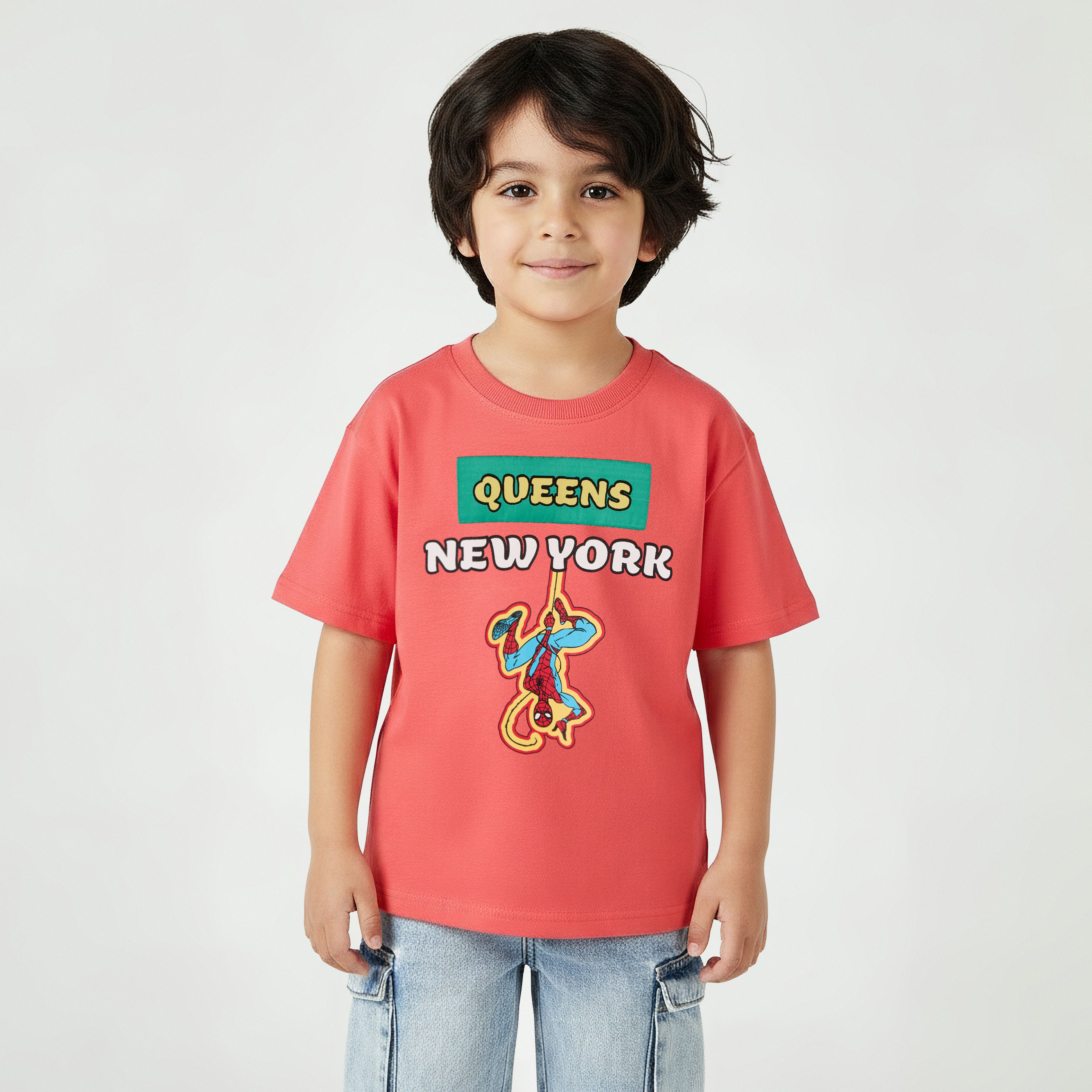 Crew Neck Short Sleeve T-shirt with Spider-Man Print-boys-clothing-tshirtsandpolos-image-1