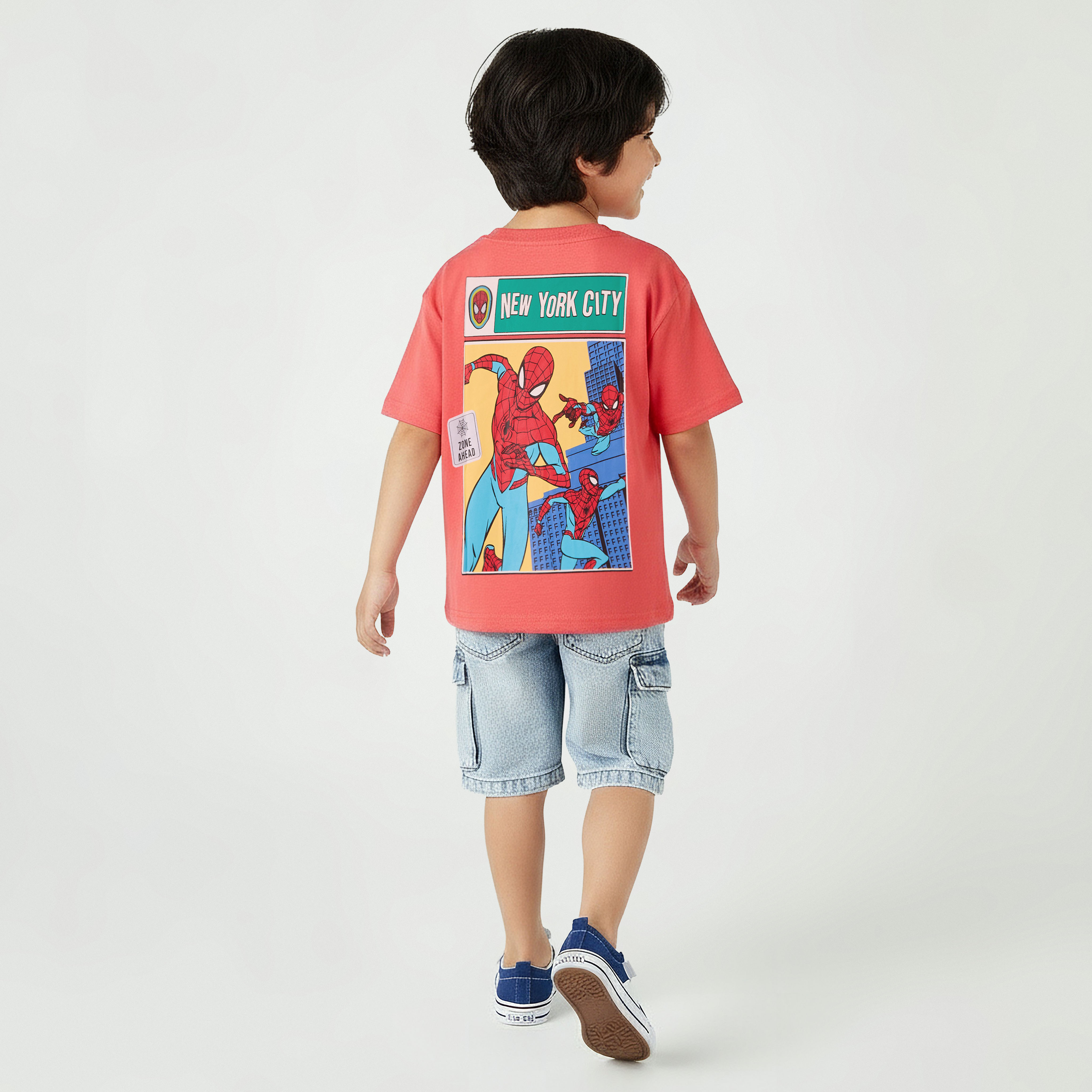 Crew Neck Short Sleeve T-shirt with Spider-Man Print-boys-clothing-tshirtsandpolos-image-3