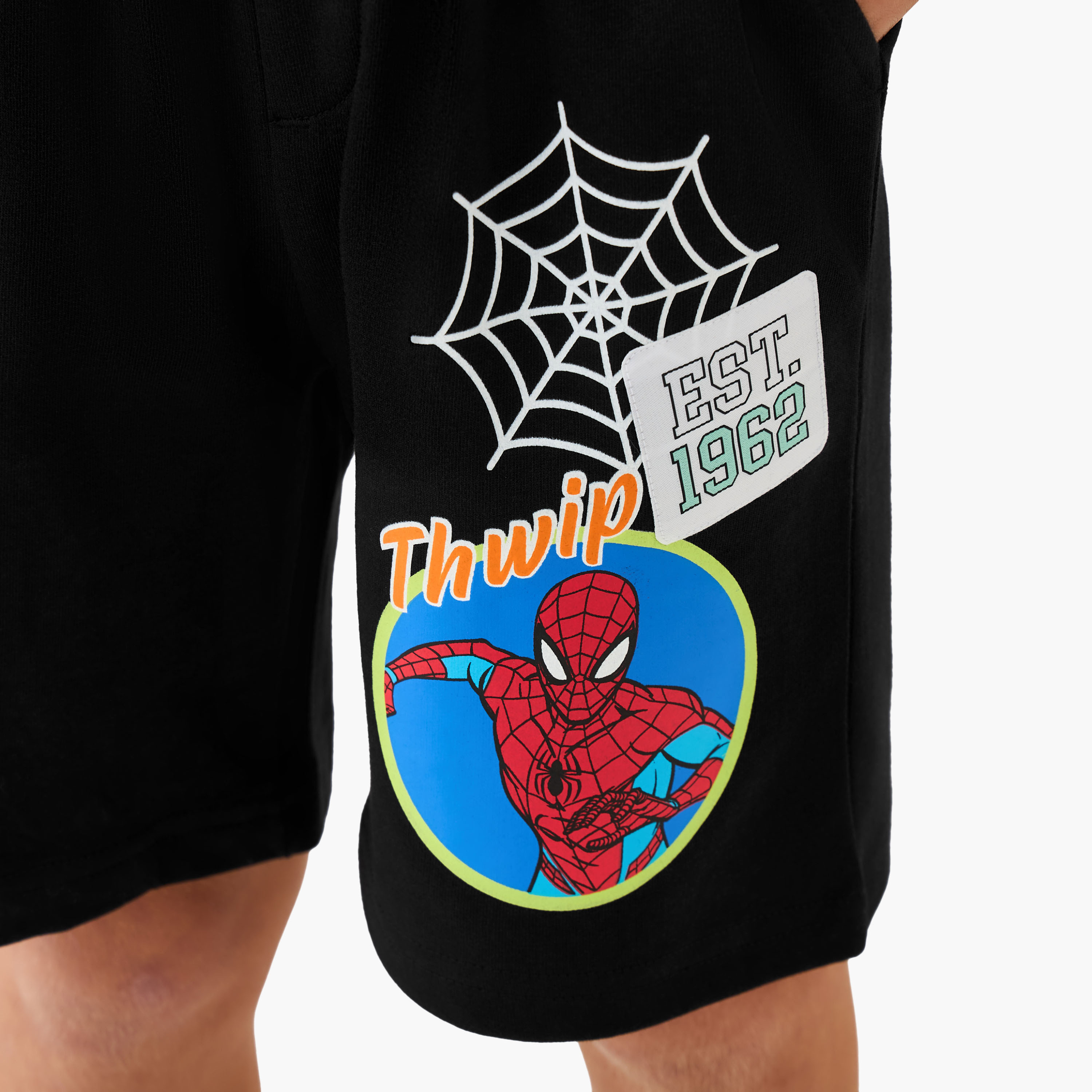 طقم شورت وتيشيرت بياقة ضيقة وأكمام قصيرة وطبعات سبايدرمان-boys-clothing-setsandcoords-image-6