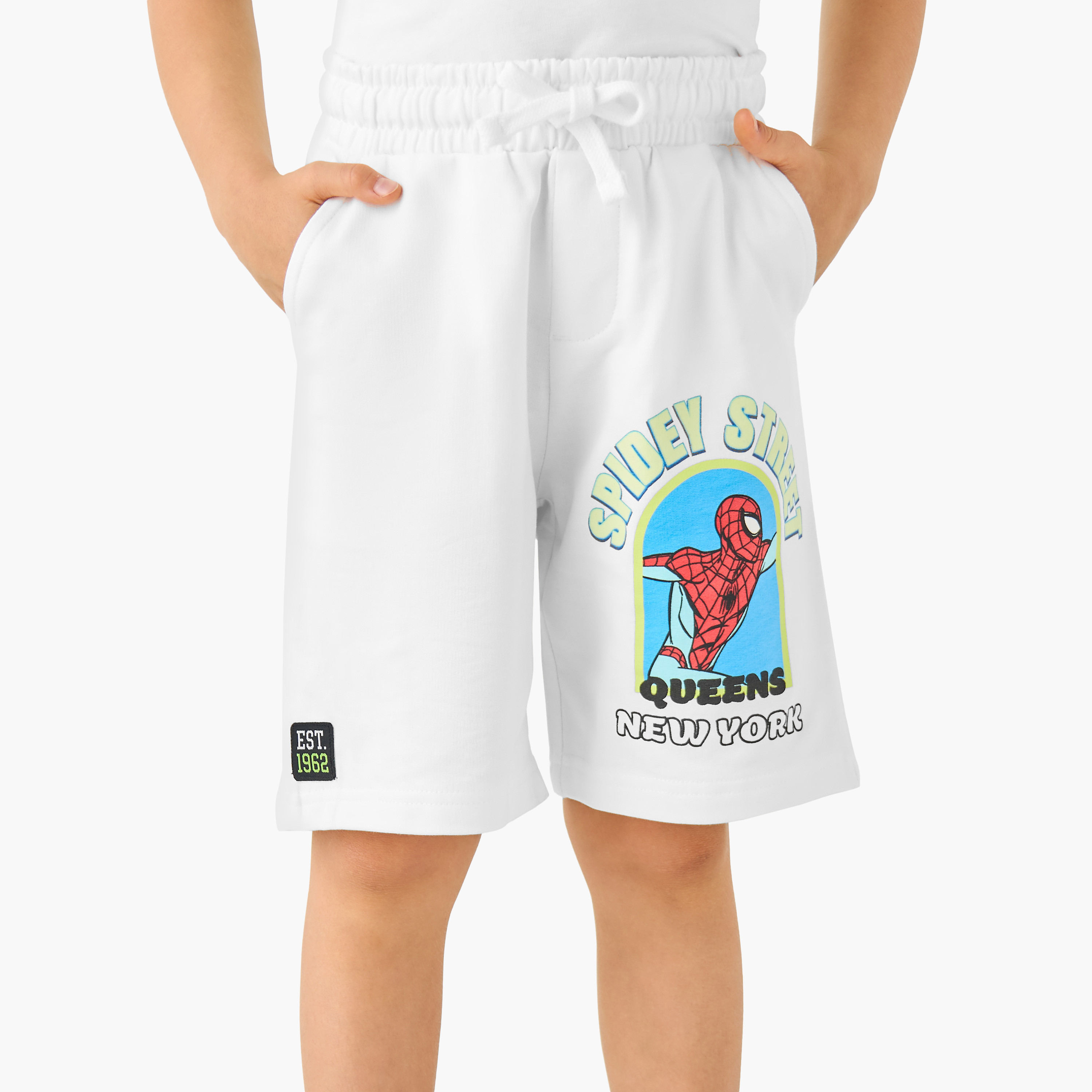 Crew Neck Short Sleeves T-shirt and Shorts Set with Spider-Man Print-boys-clothing-setsandcoords-image-3