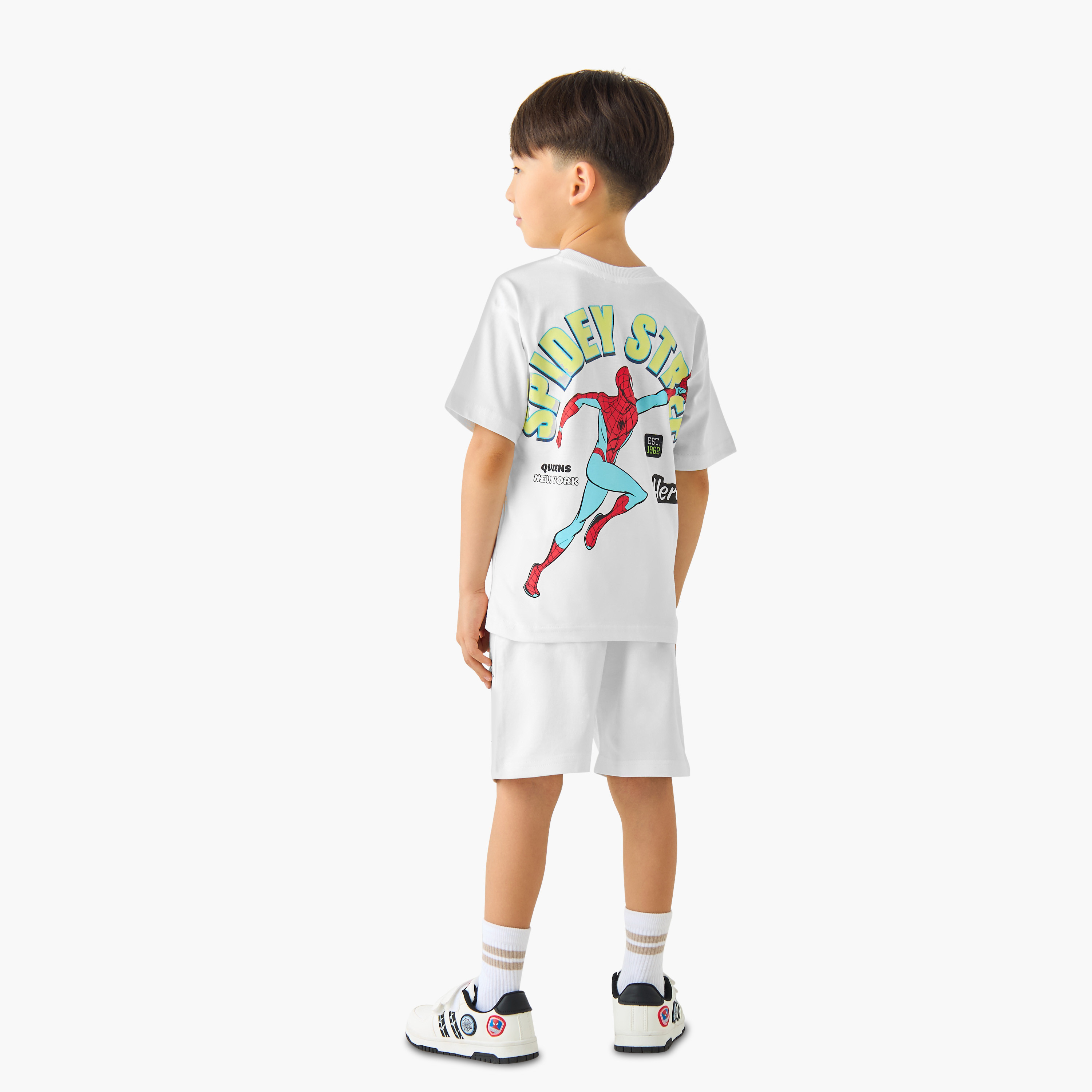 Crew Neck Short Sleeves T-shirt and Shorts Set with Spider-Man Print-boys-clothing-setsandcoords-image-4