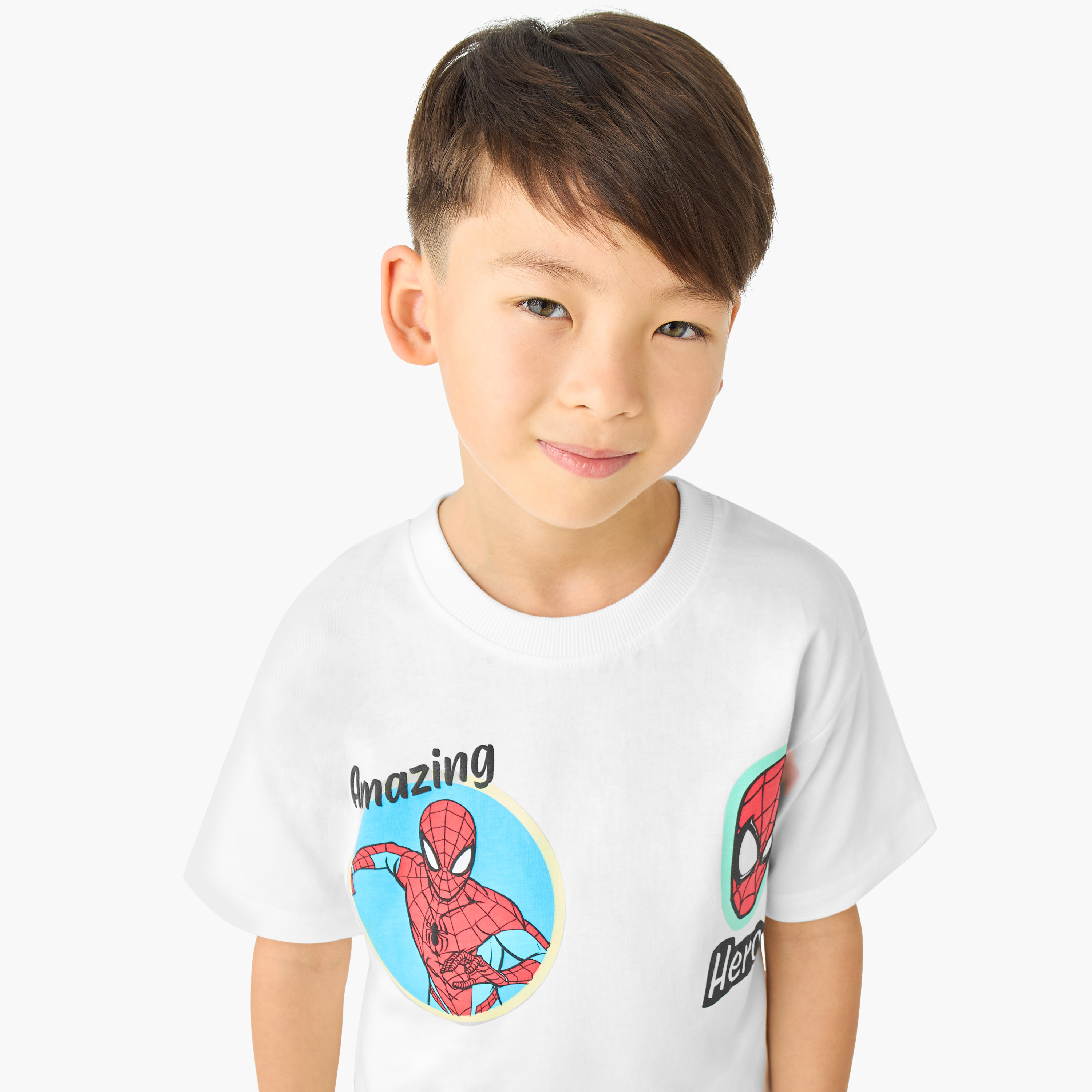 Crew Neck Short Sleeves T-shirt and Shorts Set with Spider-Man Print-boys-clothing-setsandcoords-image-5