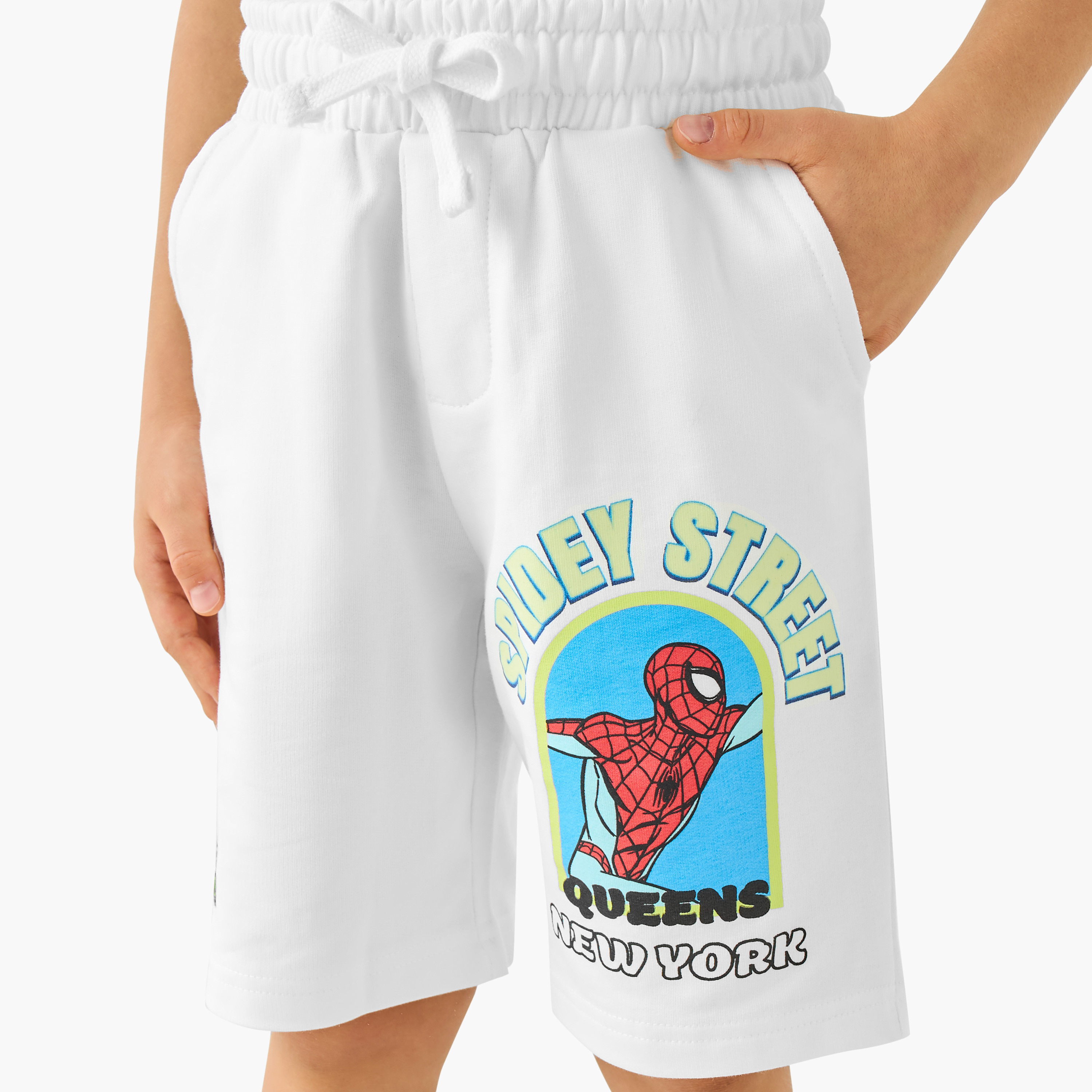 Crew Neck Short Sleeves T-shirt and Shorts Set with Spider-Man Print-boys-clothing-setsandcoords-image-6
