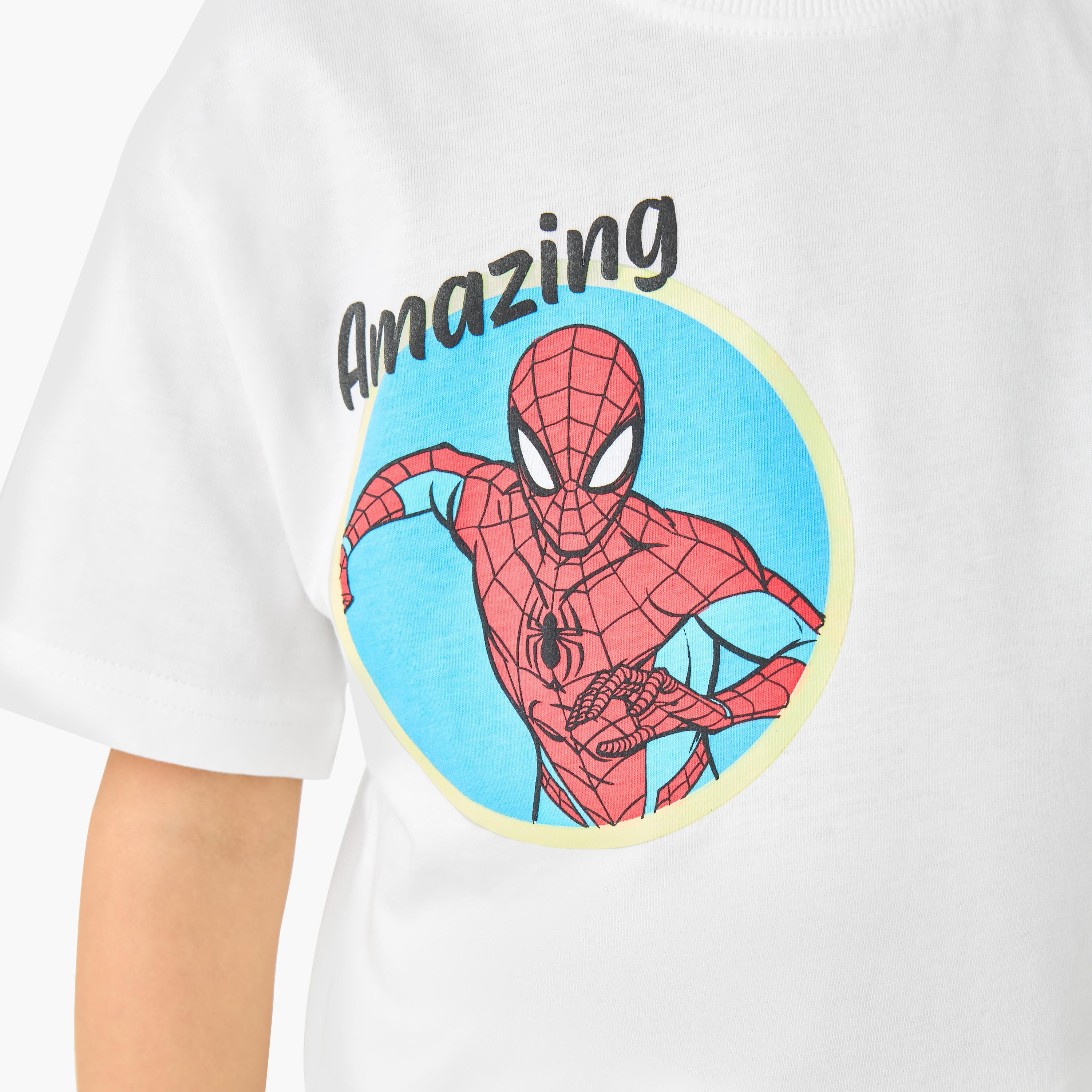 Crew Neck Short Sleeves T-shirt and Shorts Set with Spider-Man Print-boys-clothing-setsandcoords-image-7