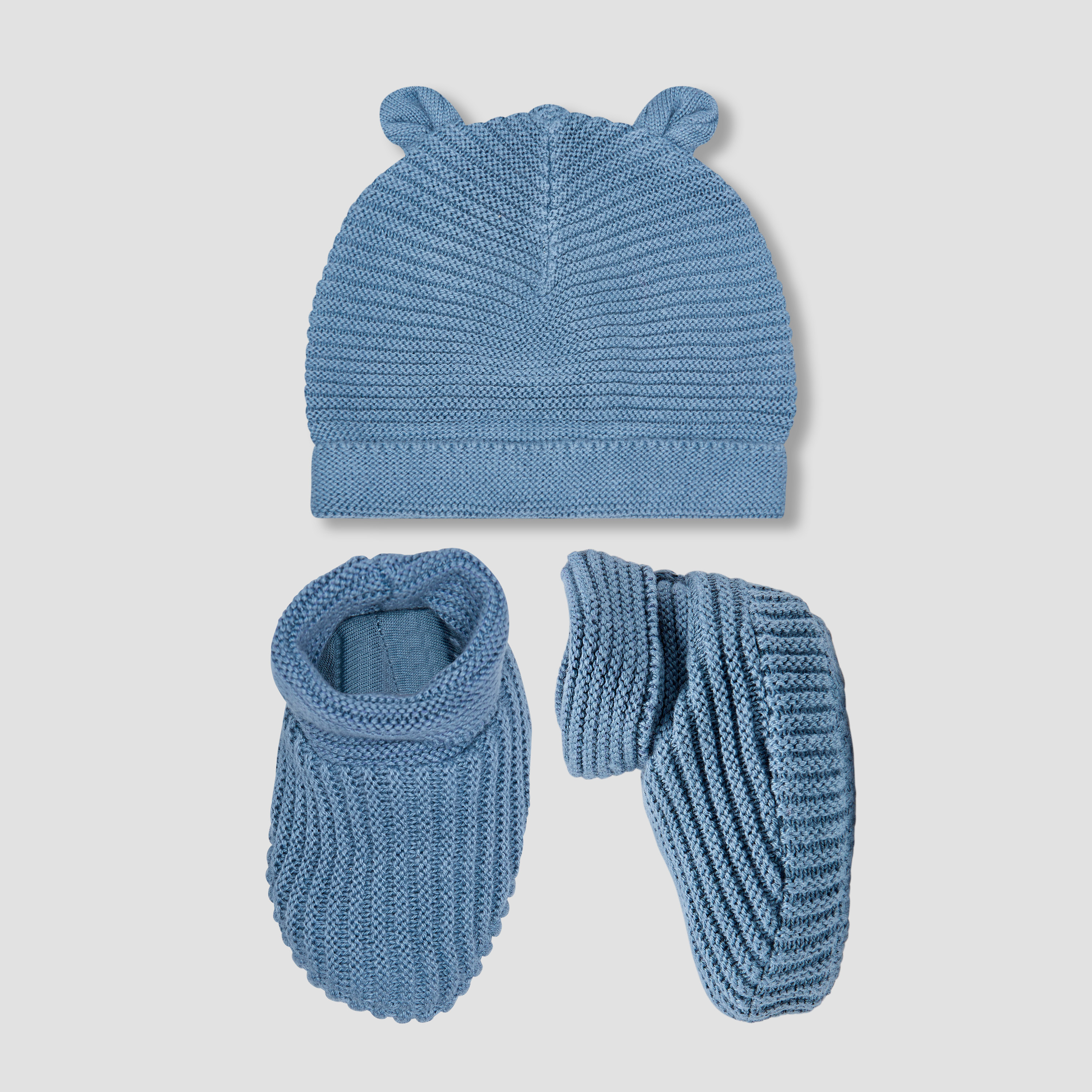 Juniors Cap and Booties with Knit Texture-baby-boys-accessories-caps-image-1