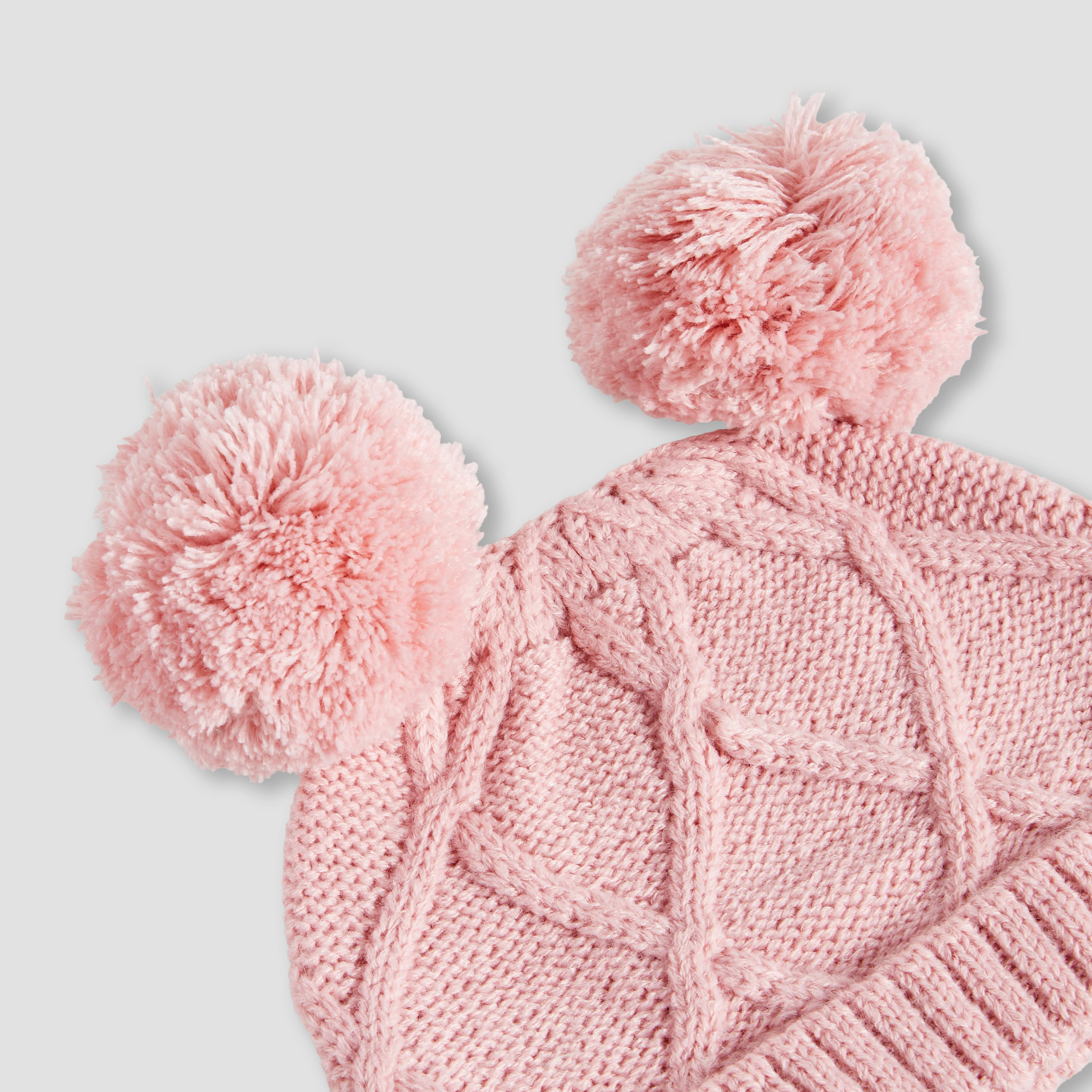 Juniors Cap and Booties with Knit Texture-baby-girls-clothing-winterwear-winteraccessories-image-4