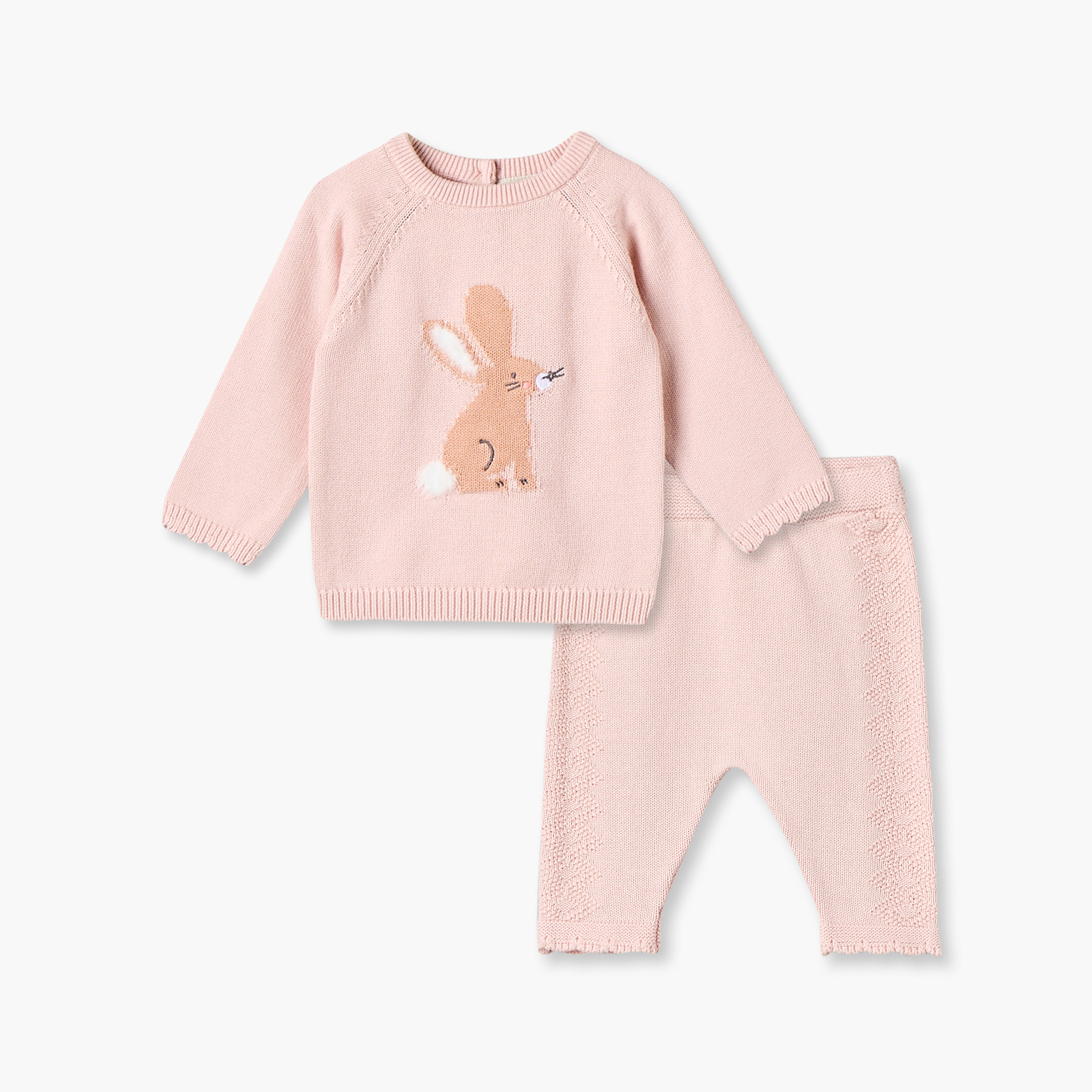 Juniors Cotton Crew Neck Long Sleeves Pyjama Set with Bunny Design-baby-girls-clothing-winterwear-pyjamasets-image-1