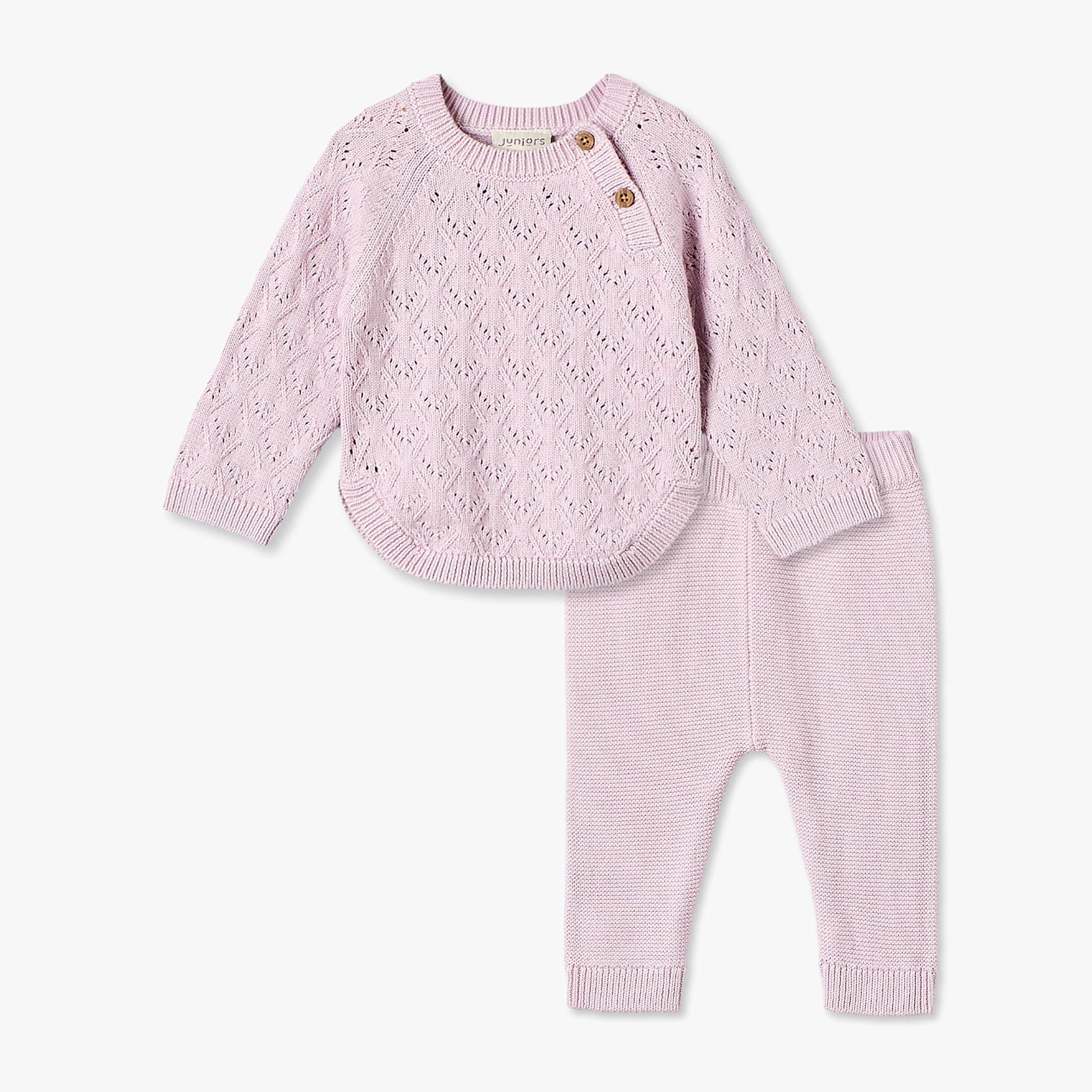 طقم بيجاما قطني بياقة مستديرة وأكمام طويلة بتصميم بارز من جونيورز-baby-girls-clothing-winterwear-pyjamasets-image-1