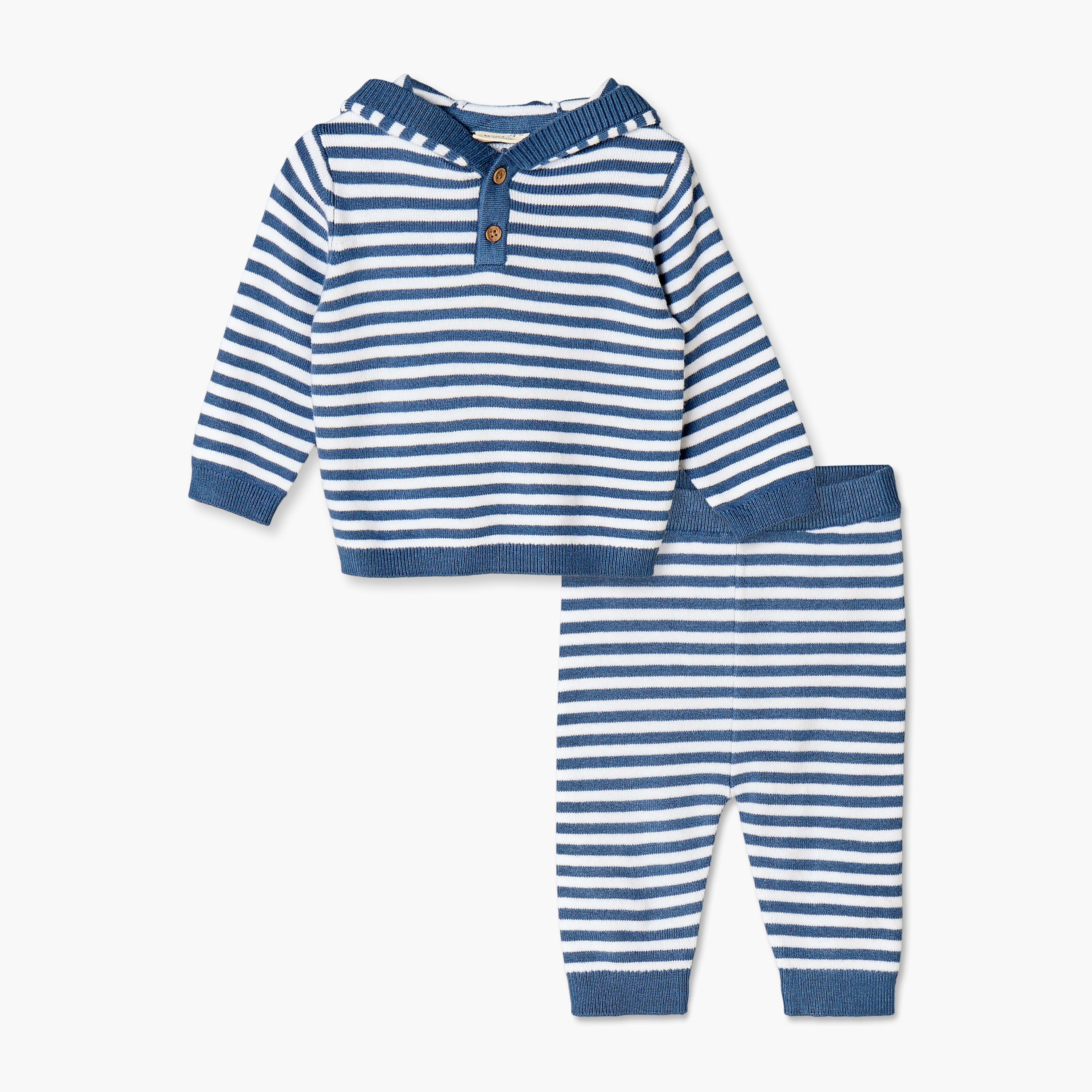 Juniors Hooded Long Sleeves Pyjama Set with Strips-baby-boys-clothing-nightwear-pyjamasets-image-1