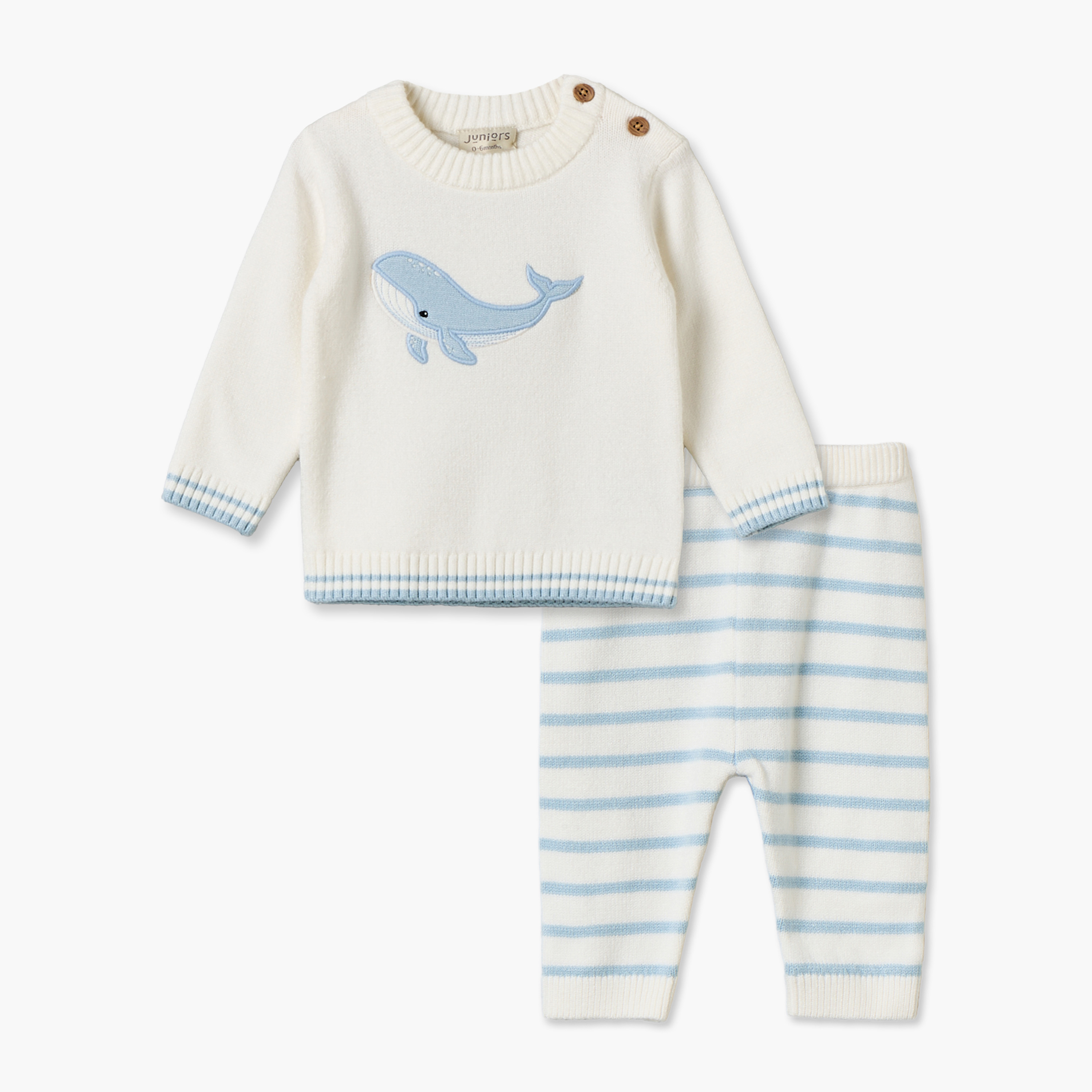 طقم بيجاما بياقة ضيقة وأكمام طويلة بطبعات حيتان من جونيورز-baby-boys-clothing-nightwear-pyjamasets-image-1