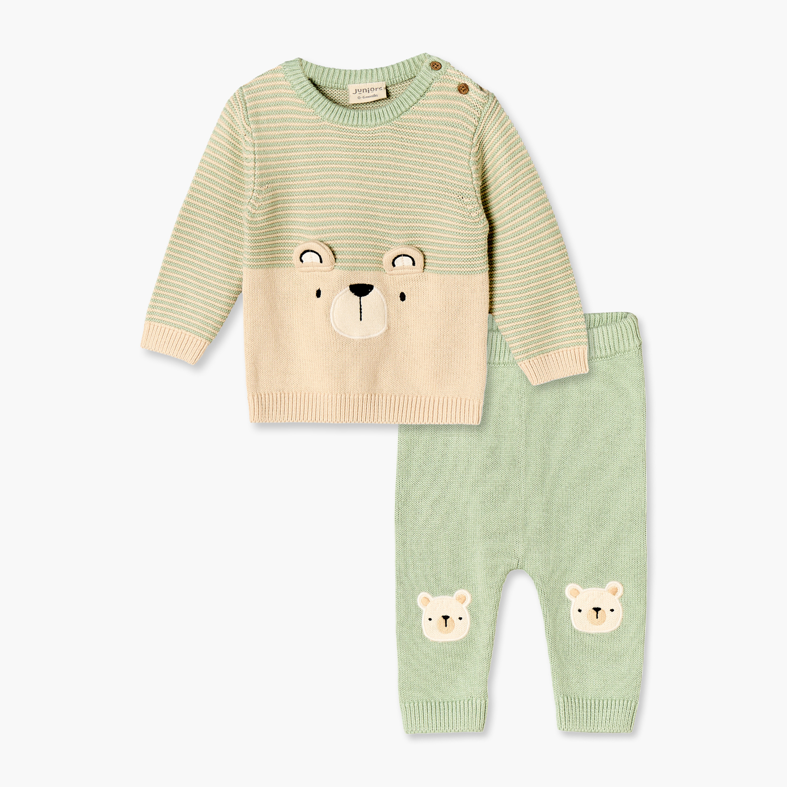 Juniors Cotton Crew Neck Long Sleeves Pyjama Set with Teddy Print-baby-boys-clothing-nightwear-pyjamasets-image-1