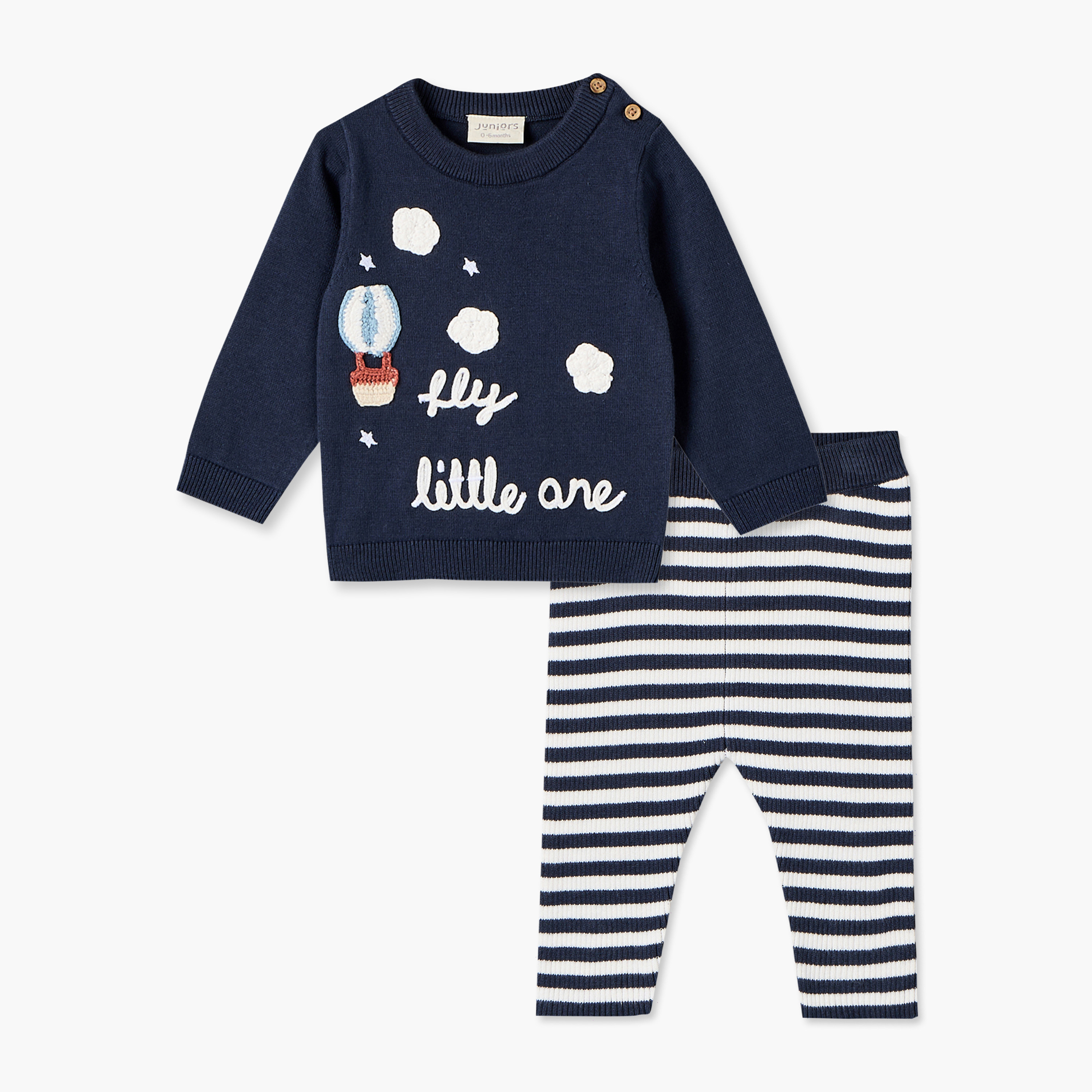 Juniors Cotton Crew Neck Long Sleeves Pyjama Set with Hot Air Balloon Embroidery-baby-boys-clothing-nightwear-pyjamasets-image-1