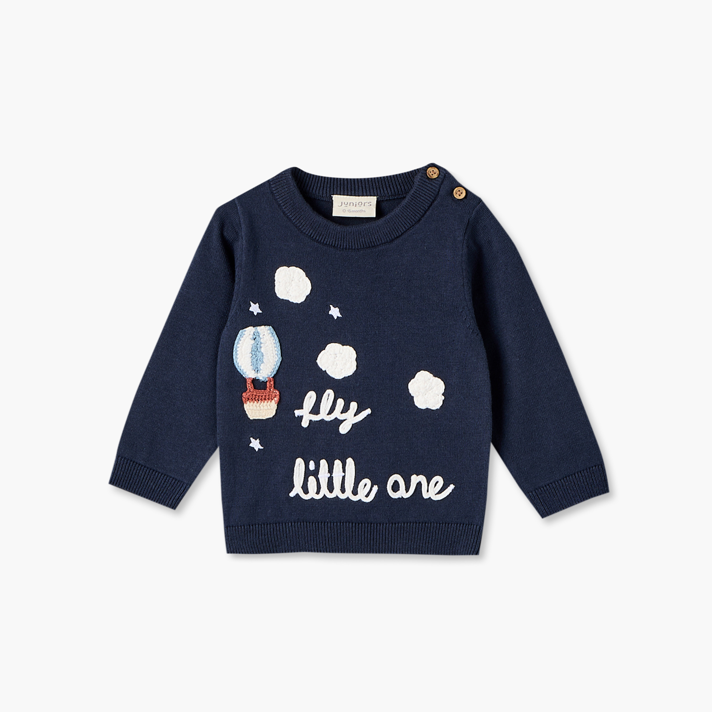Juniors Cotton Crew Neck Long Sleeves Pyjama Set with Hot Air Balloon Embroidery-baby-boys-clothing-nightwear-pyjamasets-image-2
