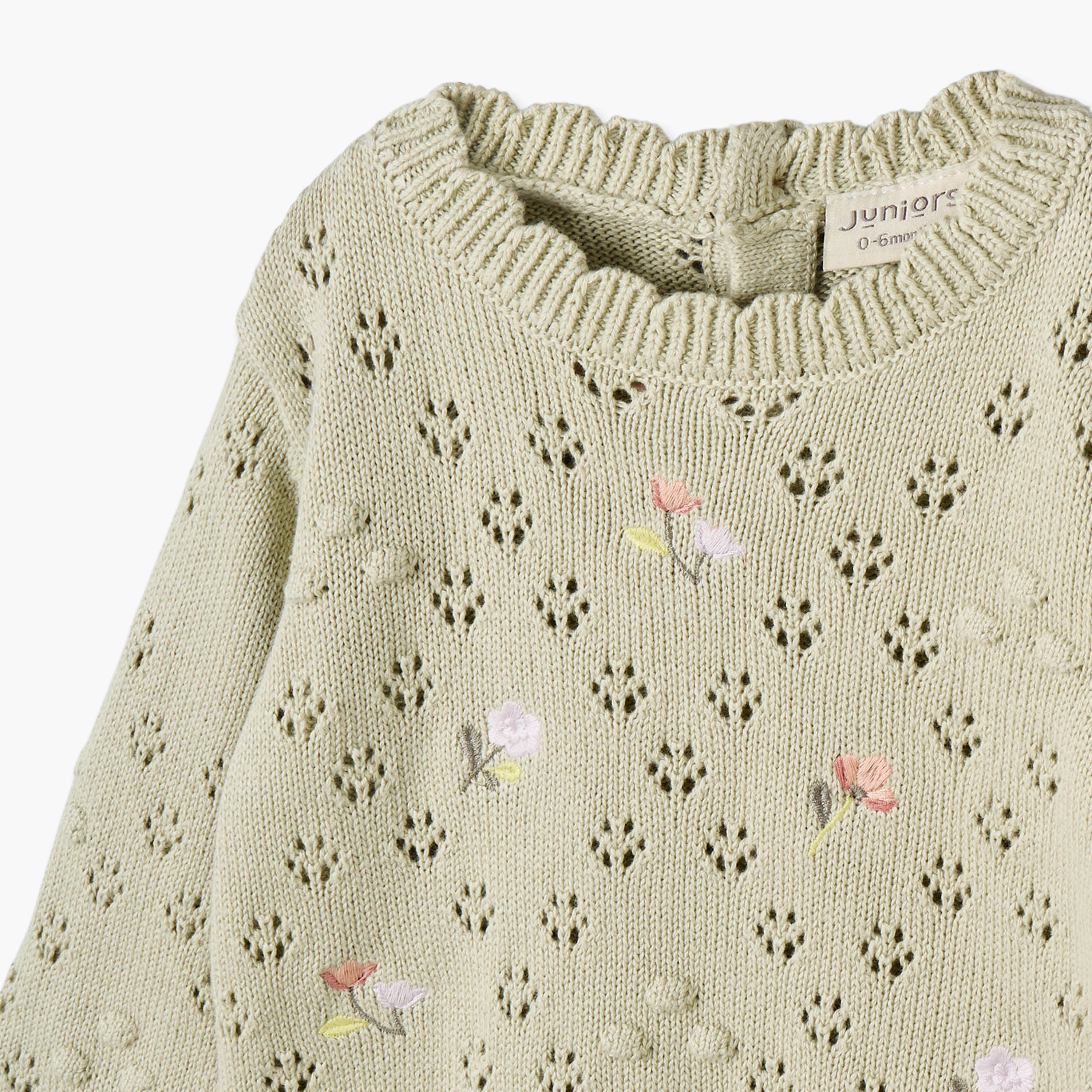 طقم بيجاما قطن بياقة ضيقة وأكمام طويلة وبتطريز زهري من جونيورز-baby-girls-clothing-winterwear-pyjamasets-image-6