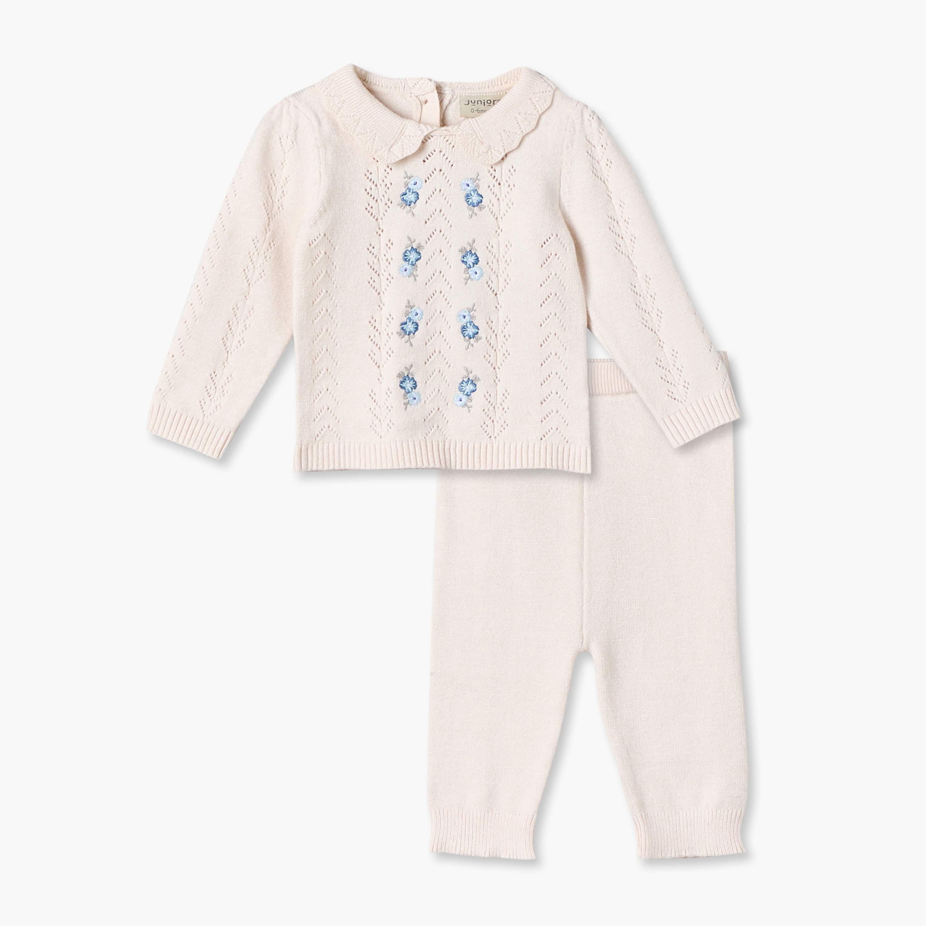 طقم بيجاما بياقة مستديرة وأكمام طويلة بزخارف زهرية من جونيورز-baby-girls-clothing-winterwear-pyjamasets-image-1
