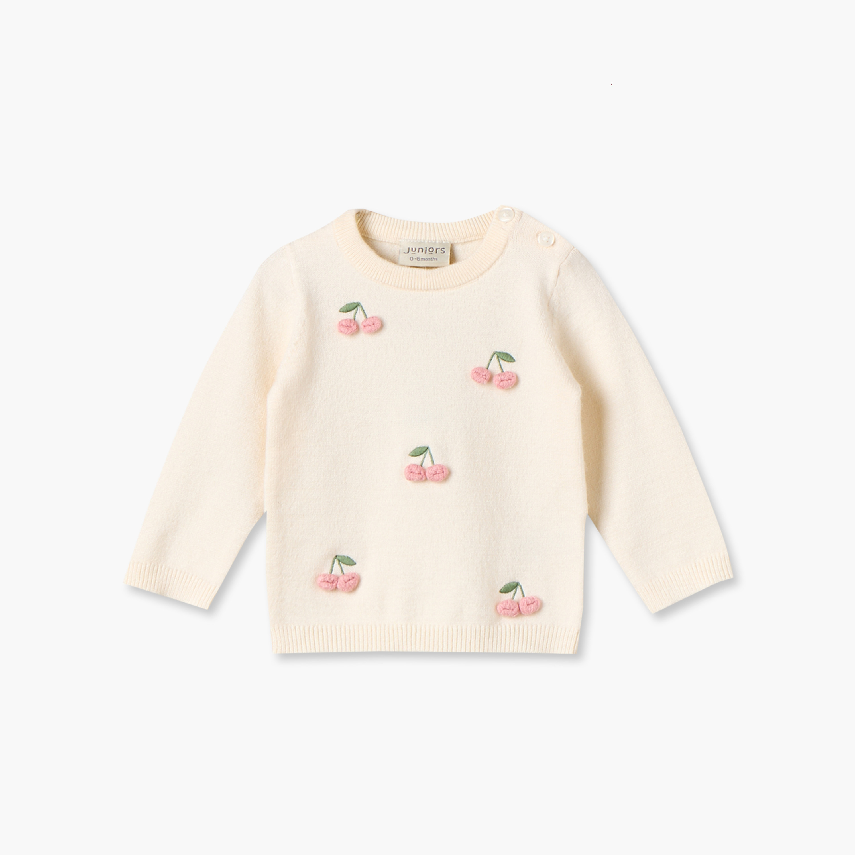 طقم بيجاما قطن بياقة ضيقة وأكمام طويلة وزخارف كرز من جونيورز-baby-girls-clothing-winterwear-pyjamasets-image-2