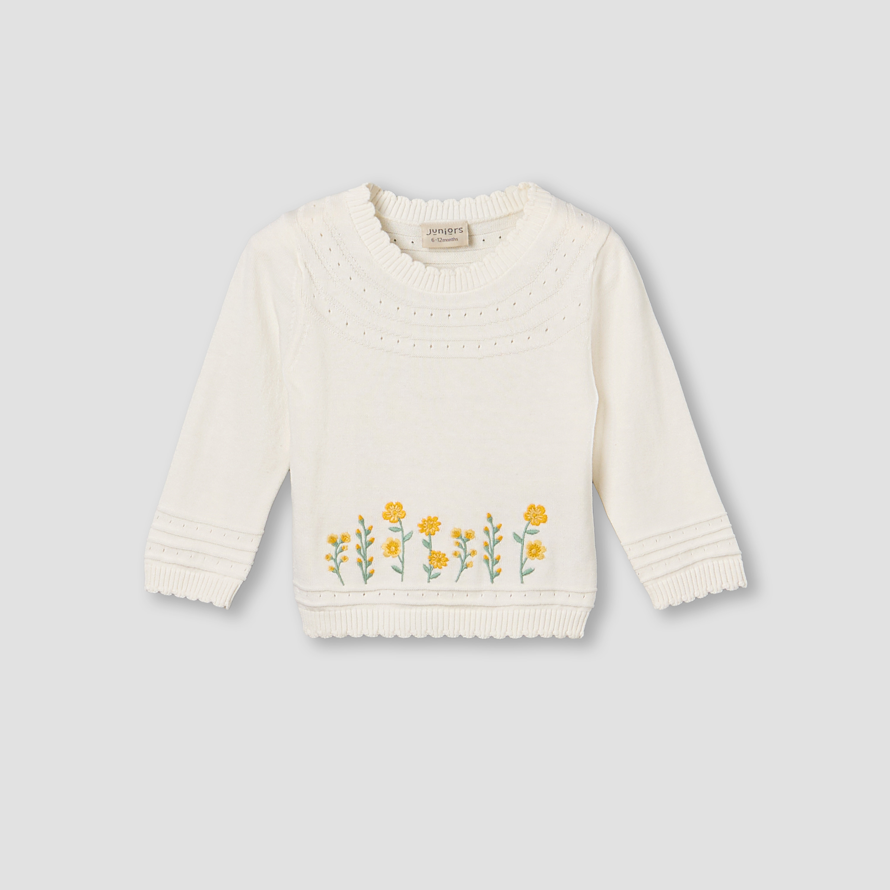 Juniors Cotton Crew Neck Long Sleeves Pyjama Set with Floral Embroidery-baby-girls-clothing-winterwear-pyjamasets-image-3