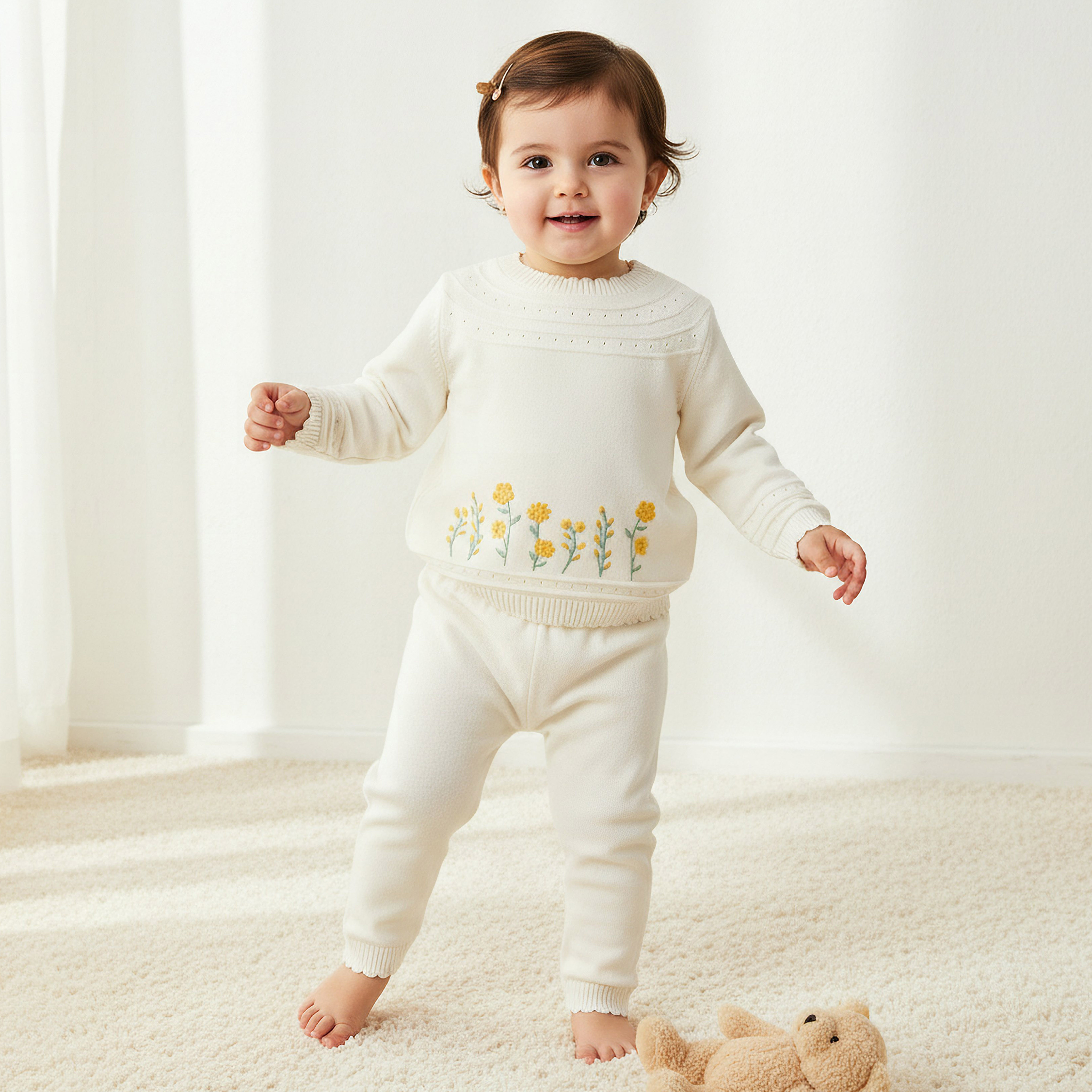 Juniors Cotton Crew Neck Long Sleeves Pyjama Set with Floral Embroidery-baby-girls-clothing-winterwear-pyjamasets-image-1