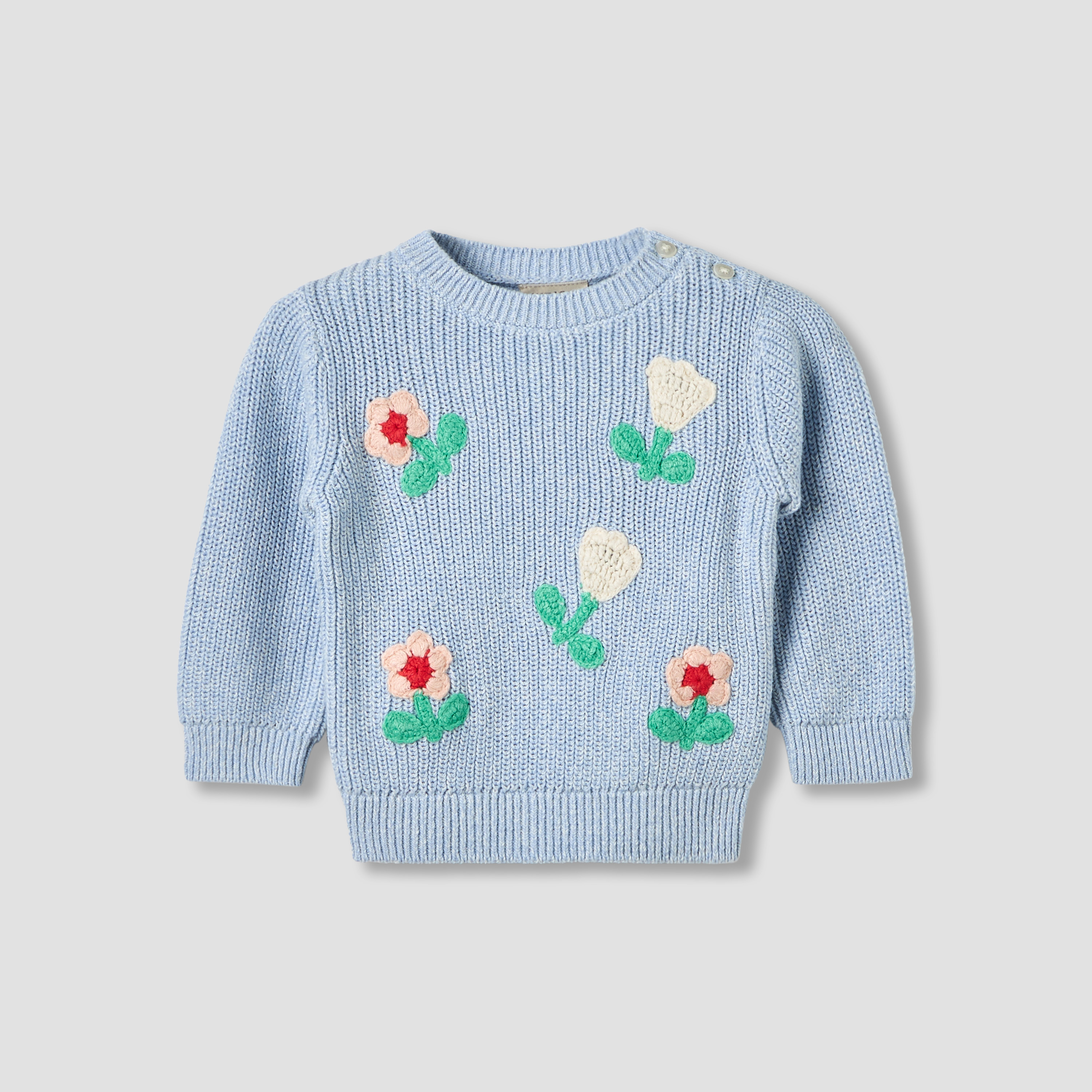 Juniors Round Neck Long Sleeves Pyjama Set with Floral Embroidery-baby-girls-clothing-winterwear-pyjamasets-image-2