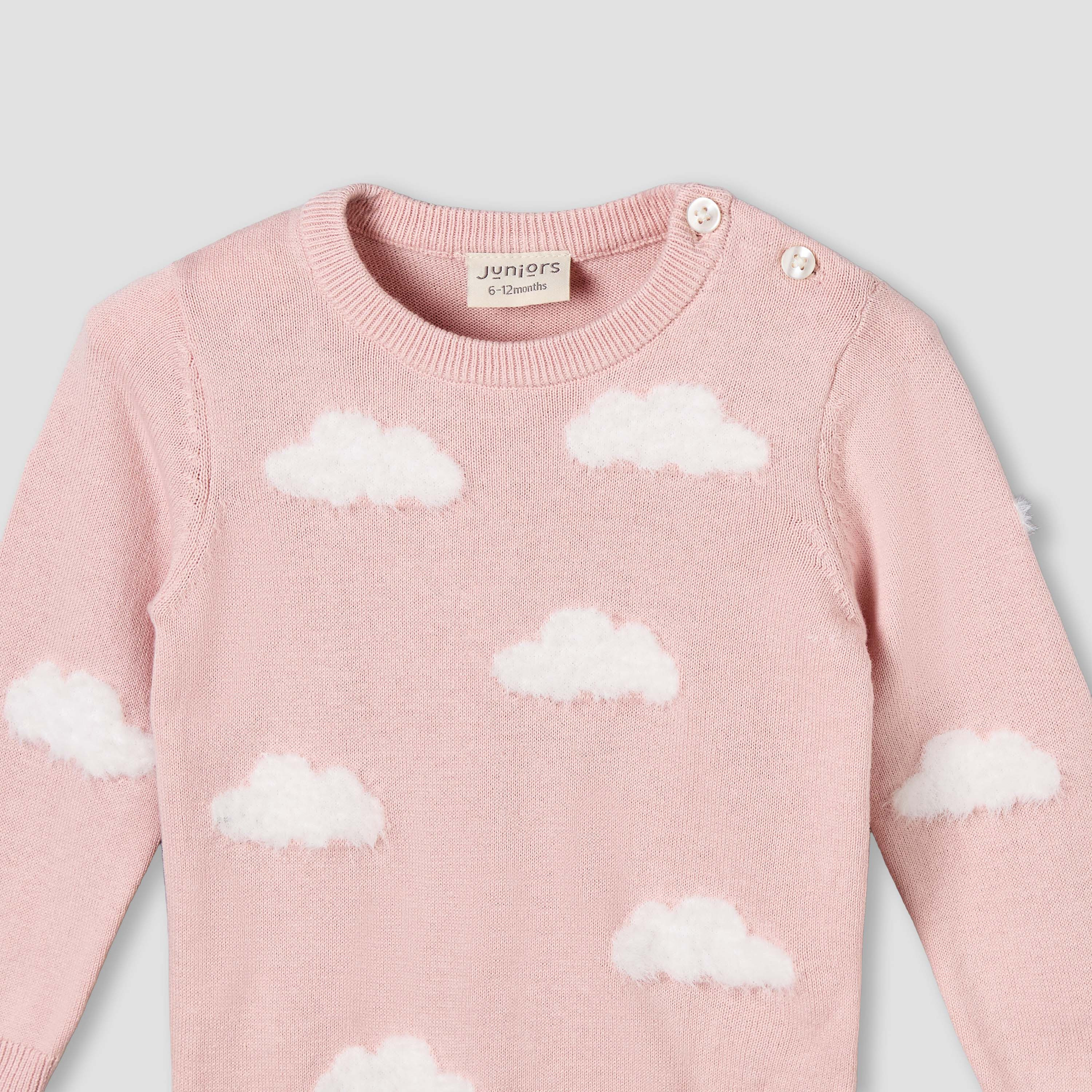 Juniors Cotton Round Neck Long Sleeves Pyjama Set with Cloud Knit Design-baby-girls-clothing-winterwear-pyjamasets-image-7