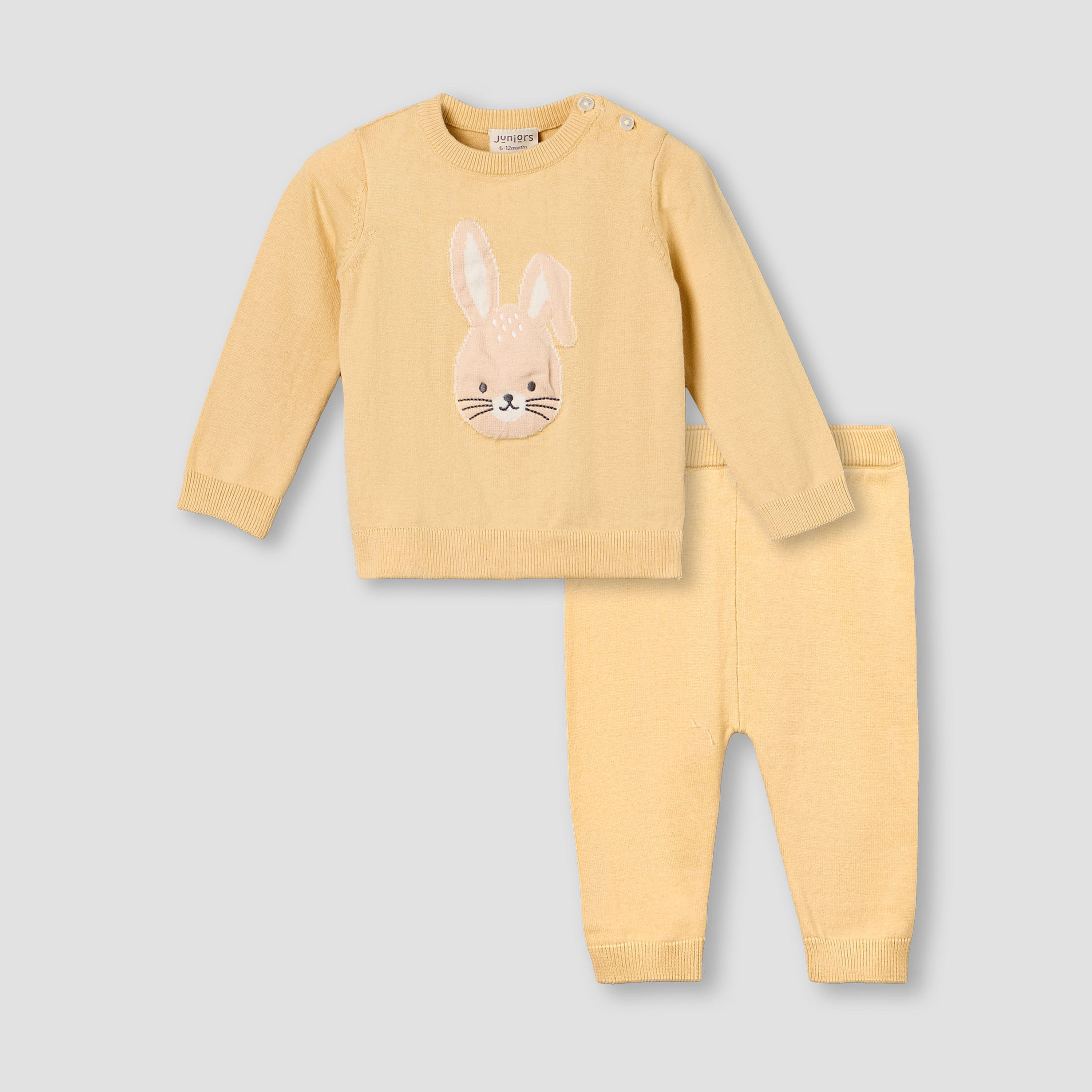 Juniors Cotton Long Sleeves Pyjama Set with Bunny Embroidery-baby-girls-clothing-winterwear-pyjamasets-image-2