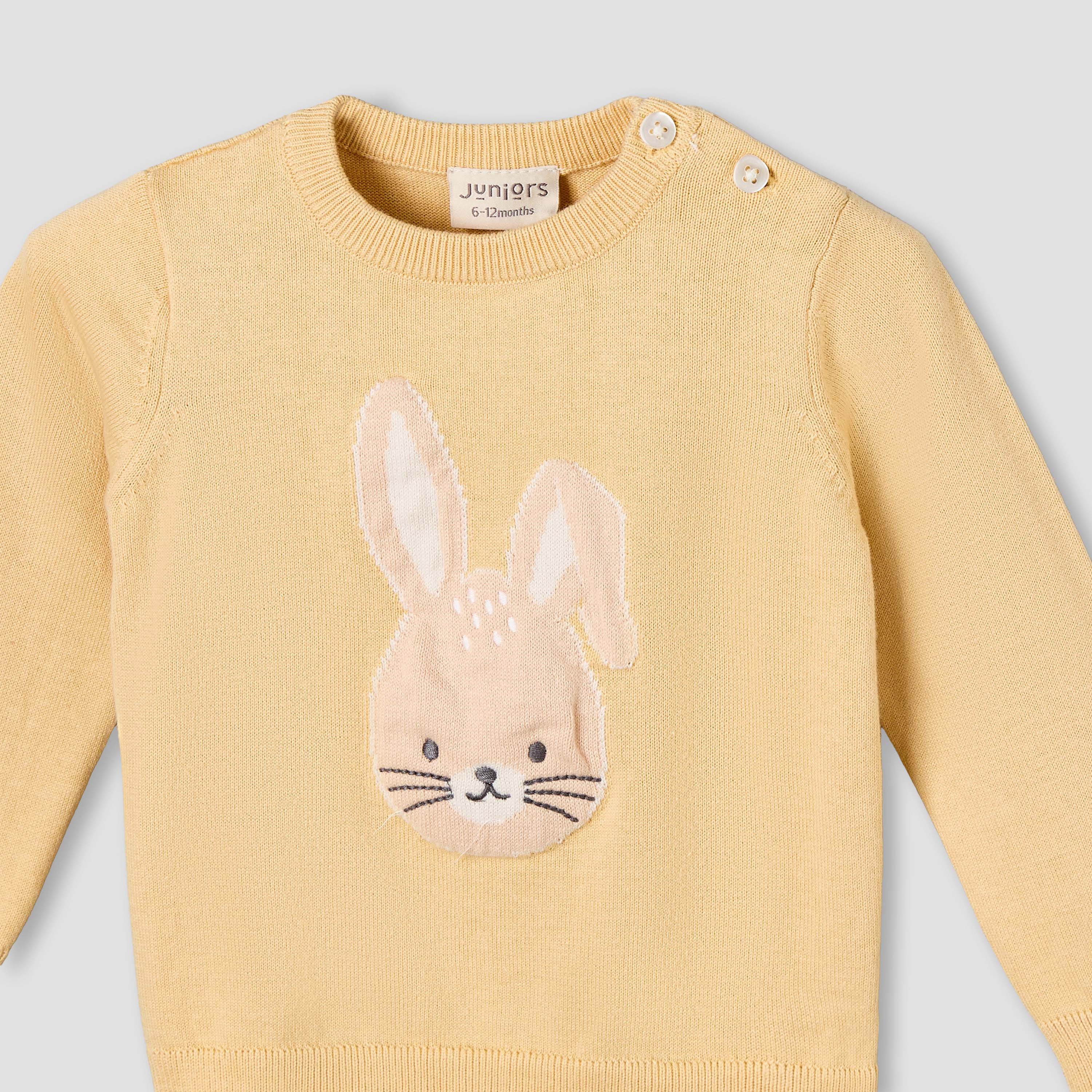 Juniors Cotton Long Sleeves Pyjama Set with Bunny Embroidery-baby-girls-clothing-winterwear-pyjamasets-image-7